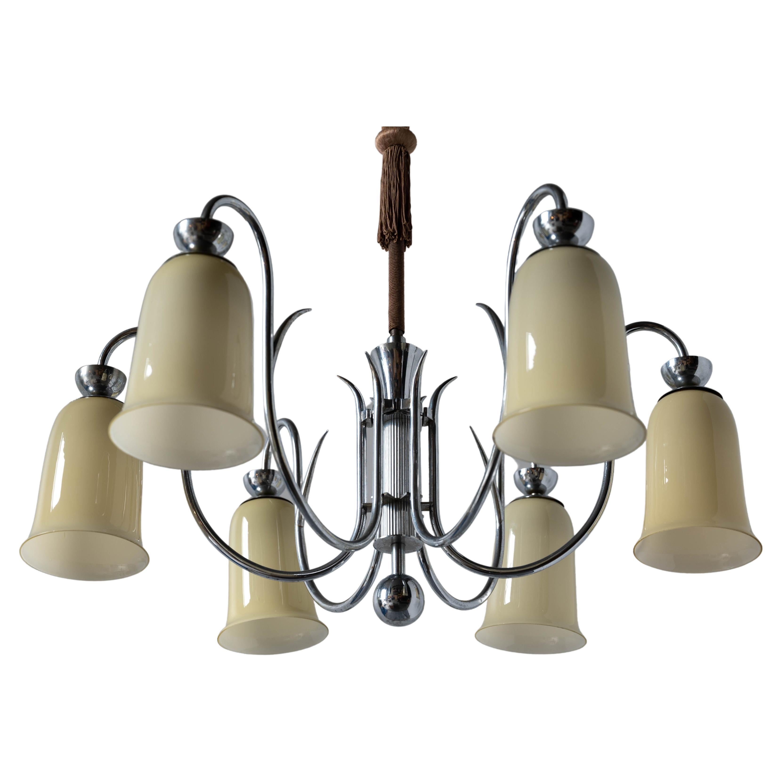 Danish Designer, Chandelier, Brass, Denmark, 1930s For Sale at 1stDibs