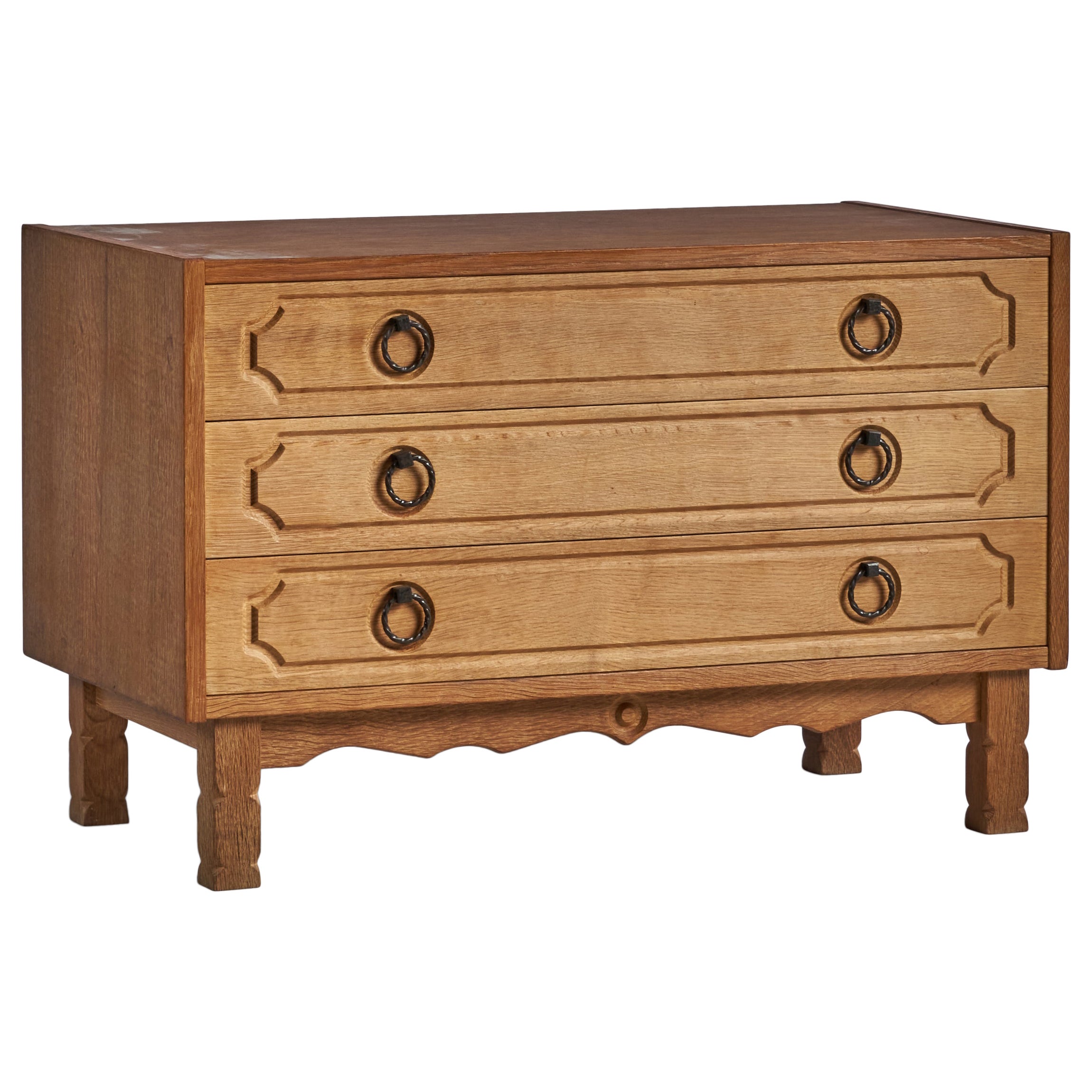 Danish Designer, Chest of Drawers, Oak, Iron, Denmark, 1960s