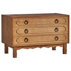 Danish Designer, Chest of Drawers, Oak, Iron, Denmark, 1960s