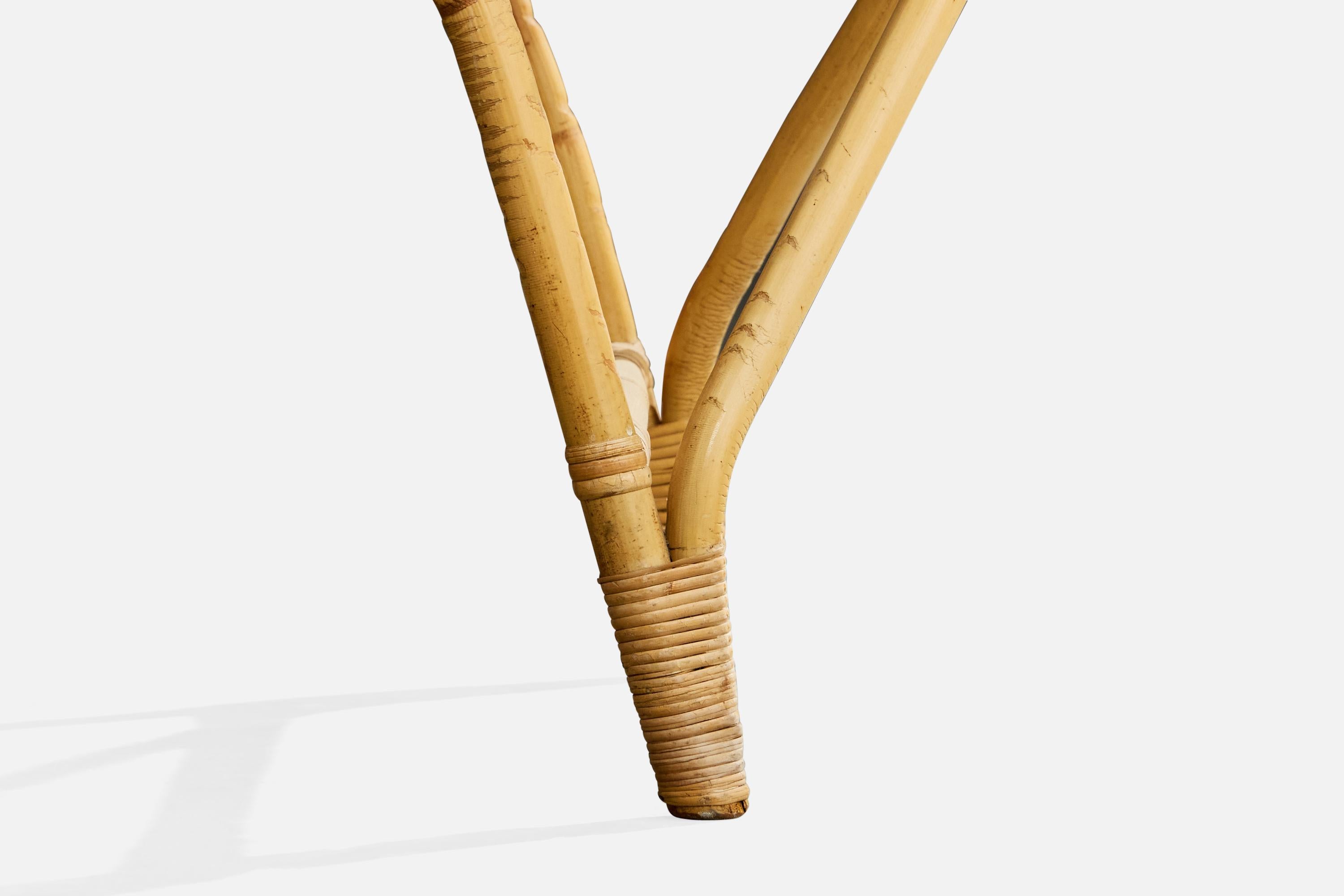 Danish Designer, Coffee Table, Bamboo, Rattan, Glass, Denmark, 1950s en venta 3