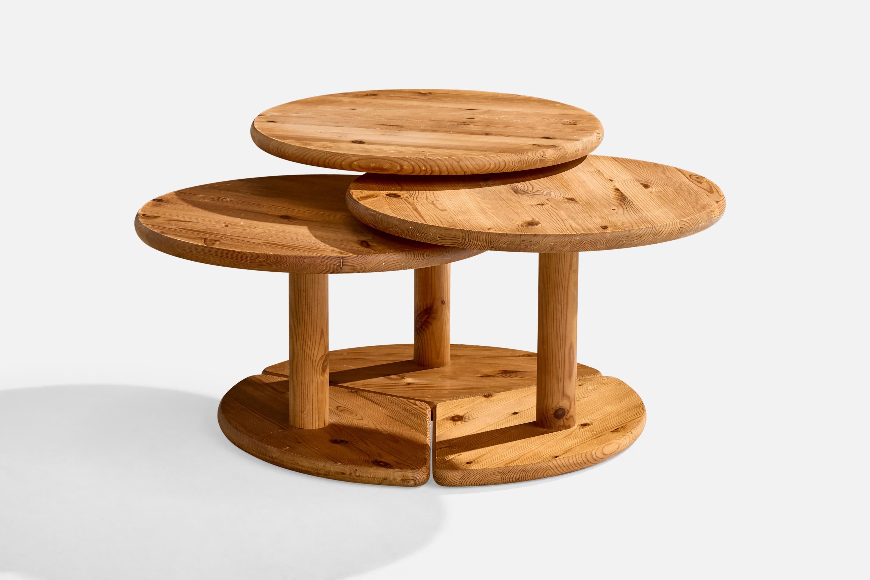 Mesa de centro de diseño danés, pino, Dinamarca, años 70 Madera en venta