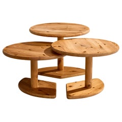 Mesa de centro de diseño danés, pino, Dinamarca, años 70