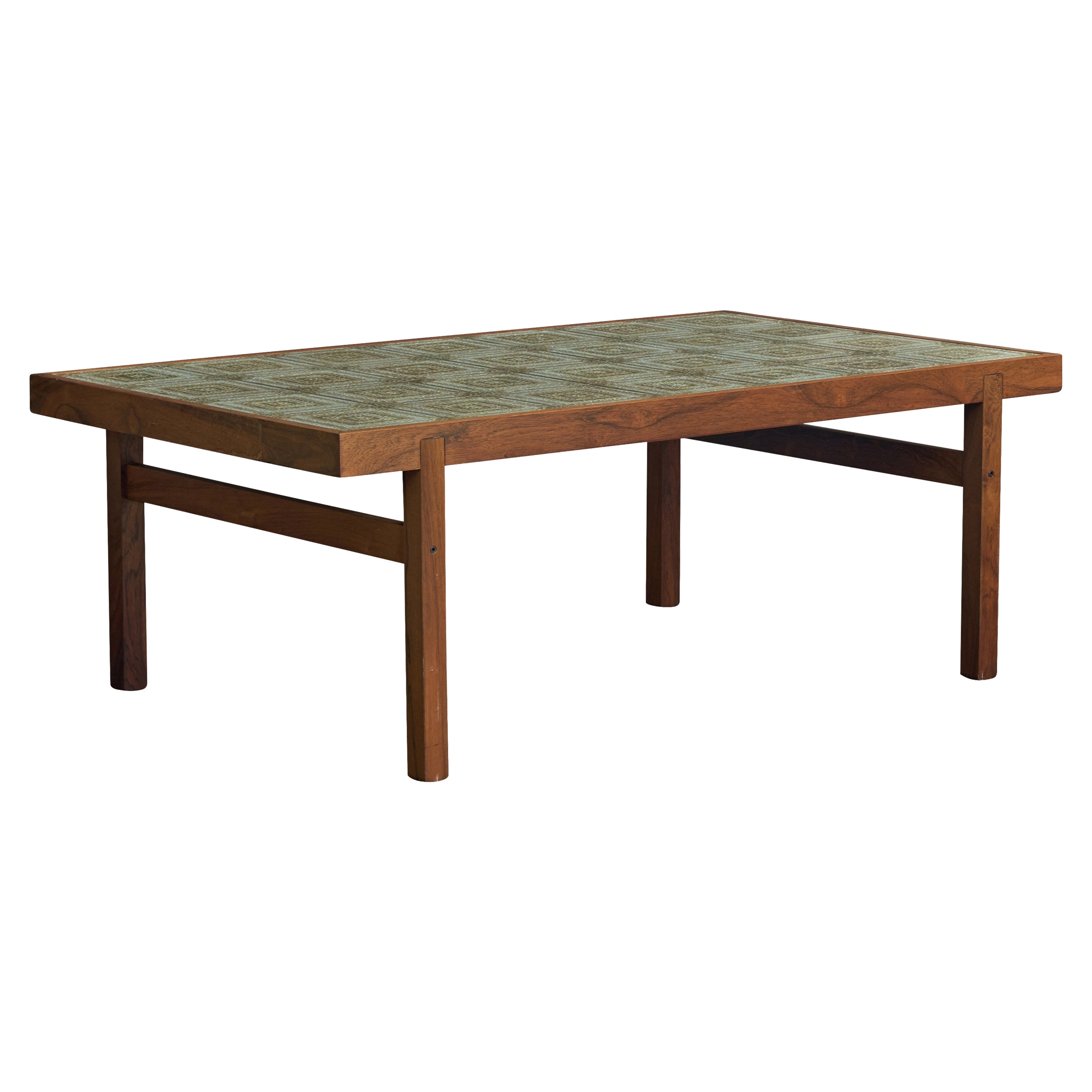 Designer danois, table basse, bois, céramique, Danemark, années 1950