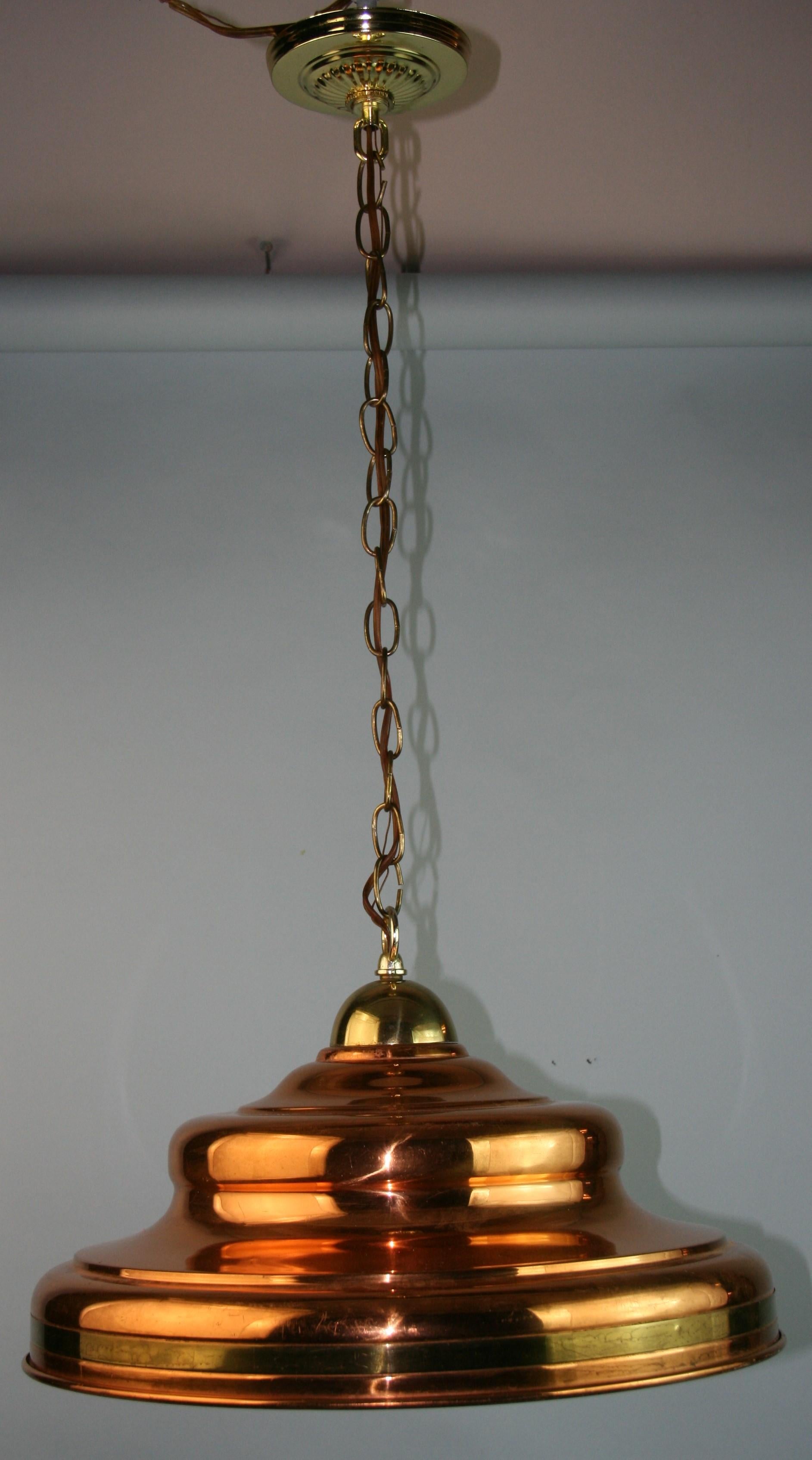 Late 20th Century Danish Designer Copper and Brass Pendant, 1970's For Sale