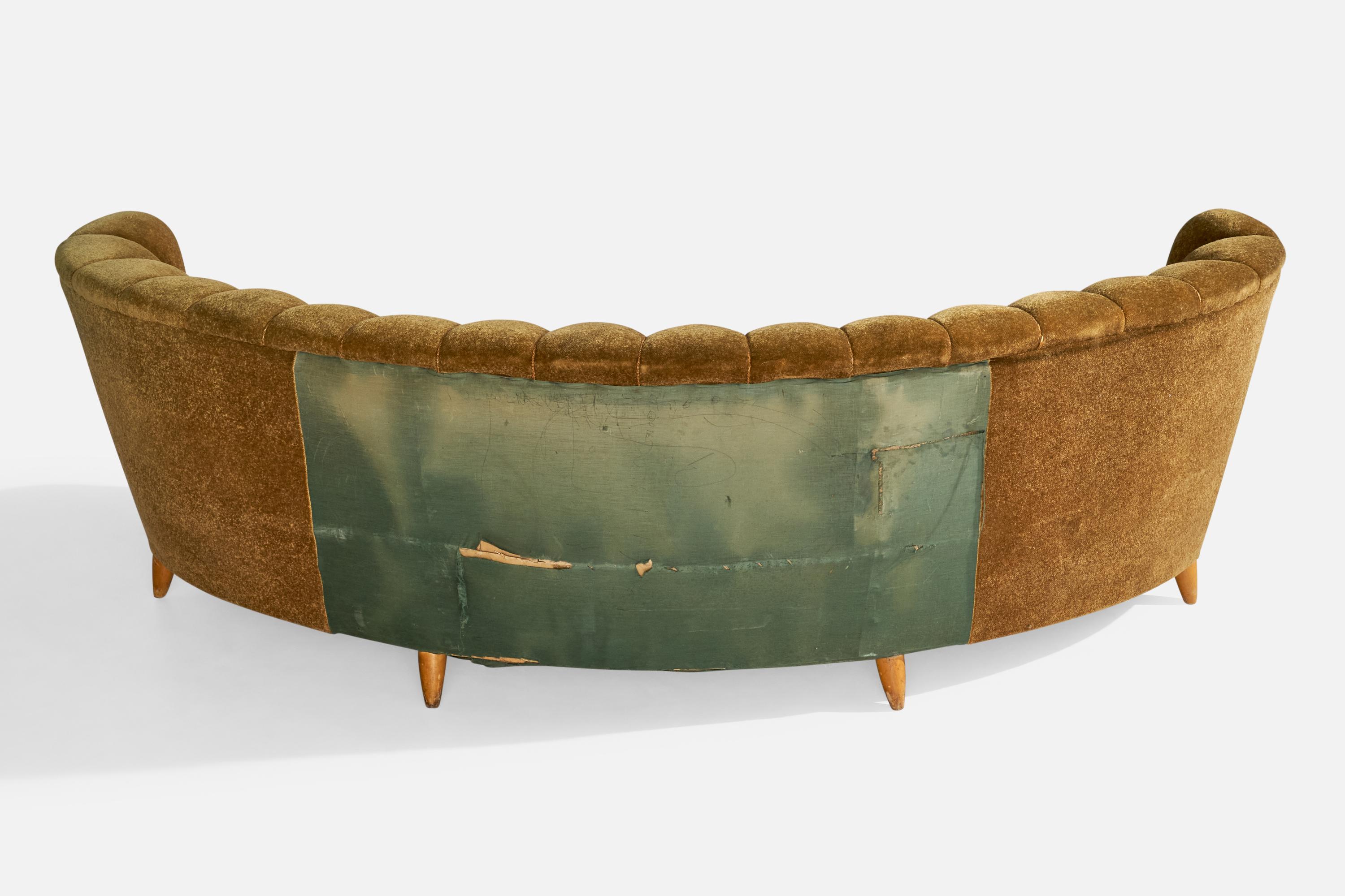 Designer danois, canapé incurvé, Wood, Fabrice, Danemark, années 1940 Abîmé - En vente à High Point, NC