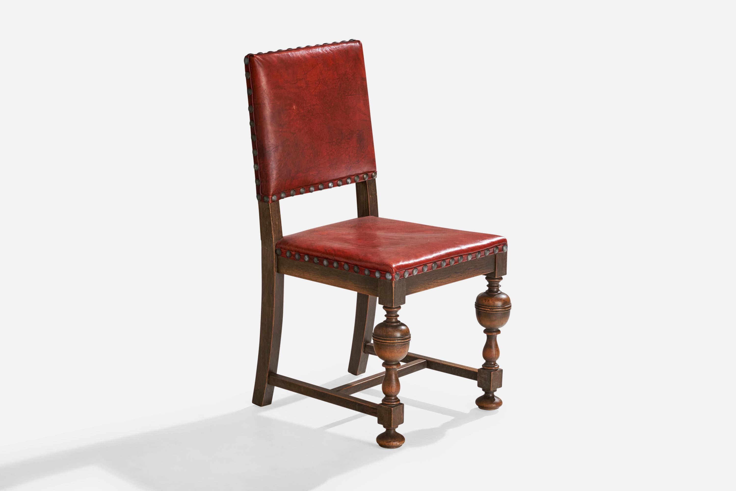 Sedie da pranzo di design danese, Oak, Pelle, Danimarca, anni '60 in vendita 6