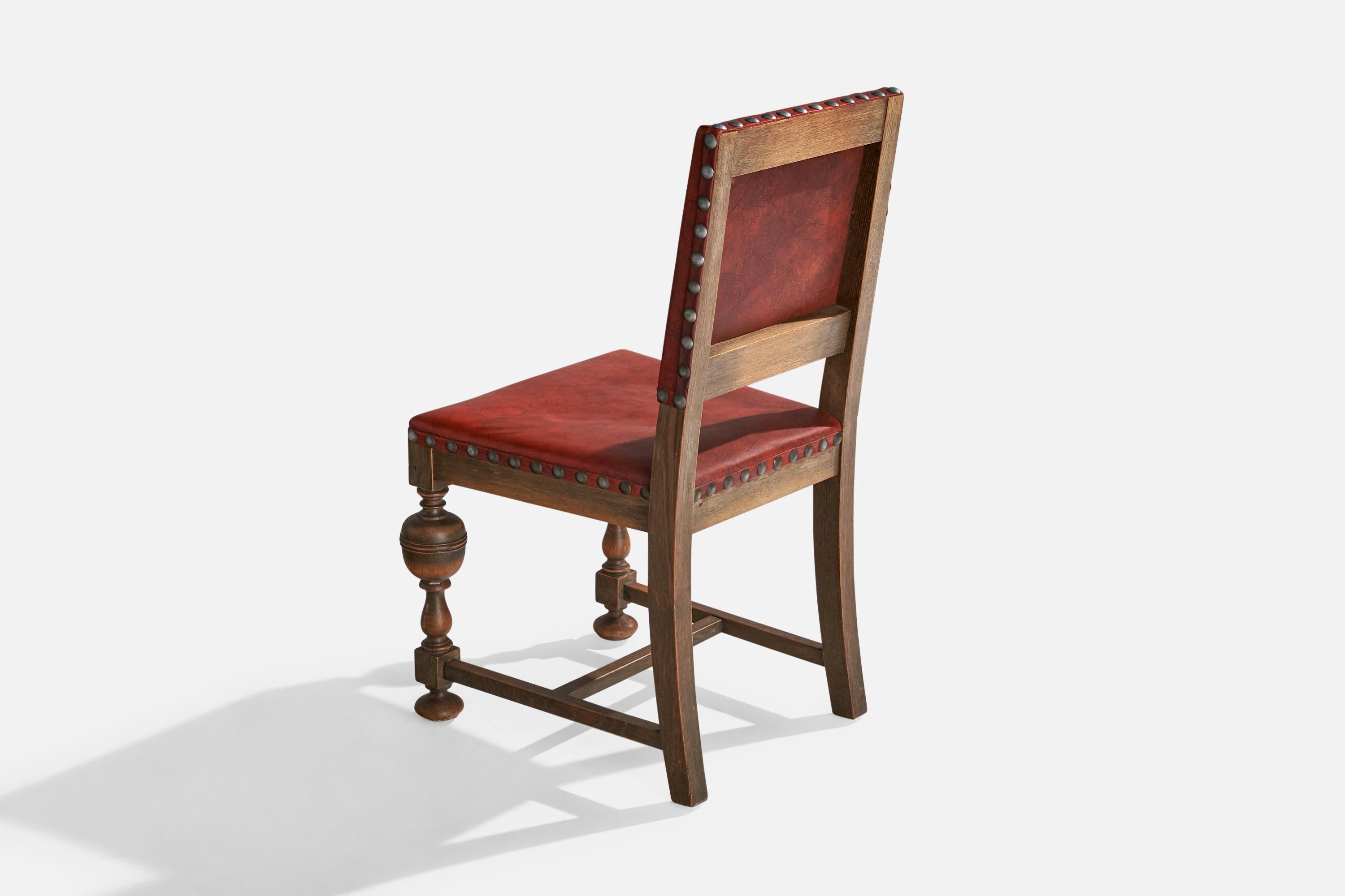 Sedie da pranzo di design danese, Oak, Pelle, Danimarca, anni '60 in vendita 8
