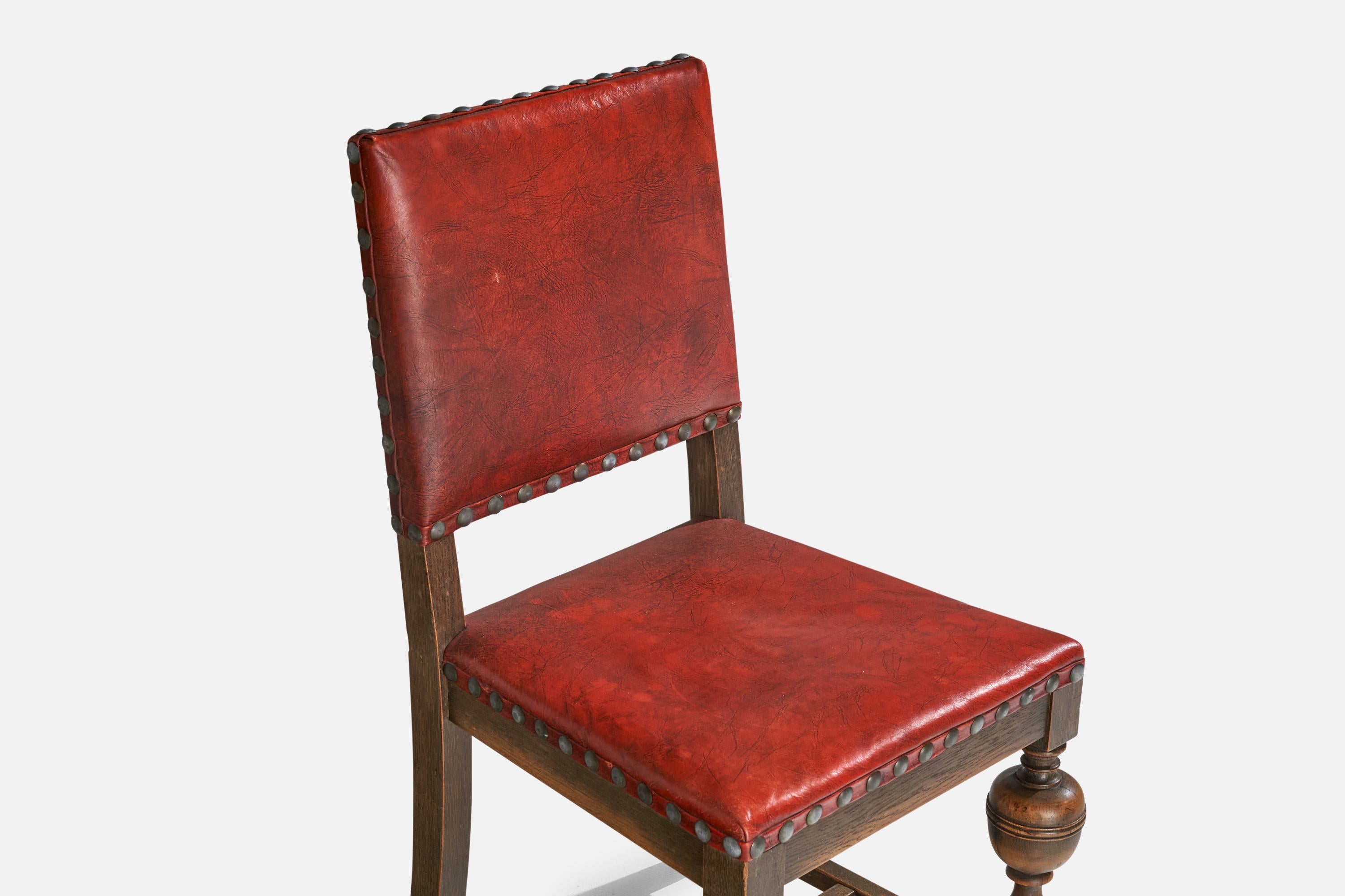 Sedie da pranzo di design danese, Oak, Pelle, Danimarca, anni '60 in vendita 9
