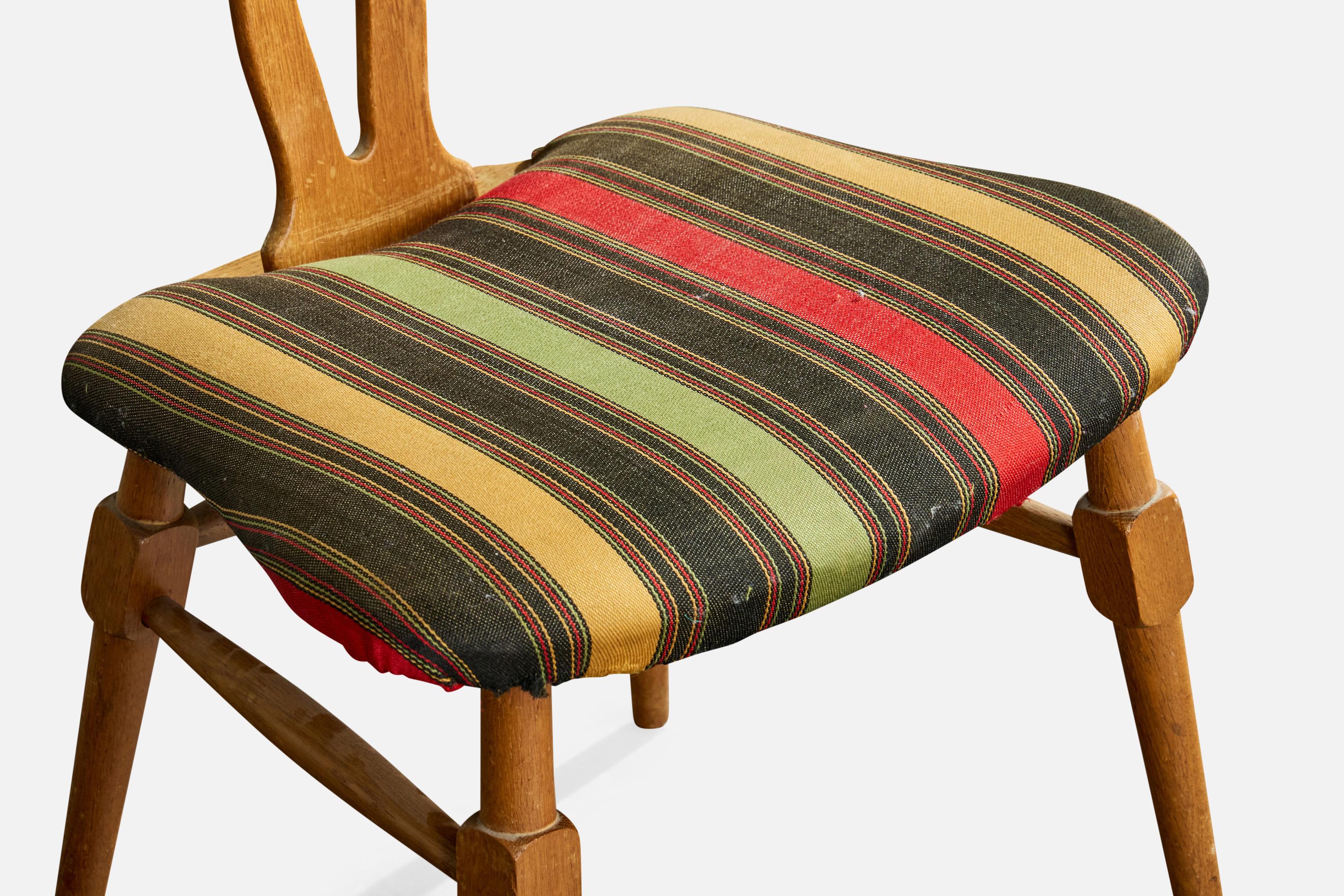 Danish Designer, Dining Room Chairs, Oak, Fabric, Denmark, 1960s For Sale 6