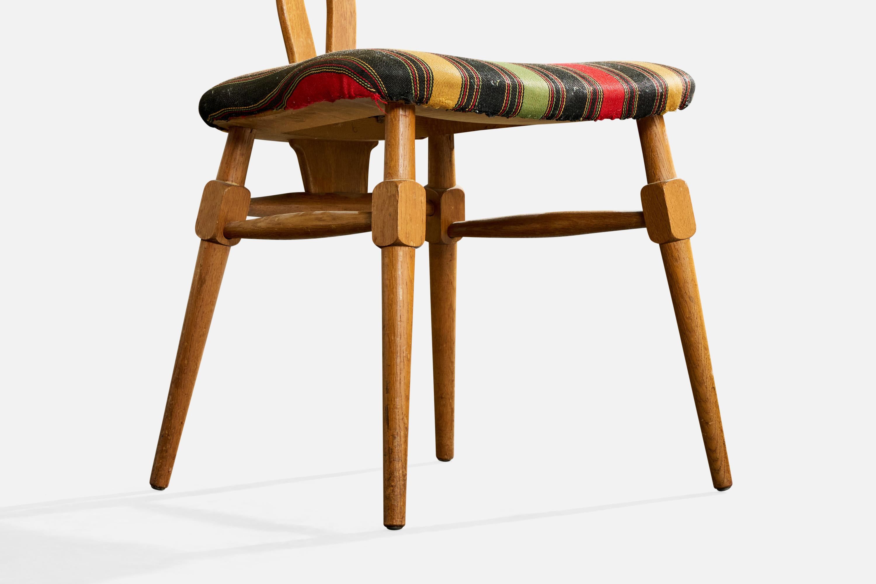 Danish Designer, Dining Room Chairs, Oak, Fabric, Denmark, 1960s For Sale 7