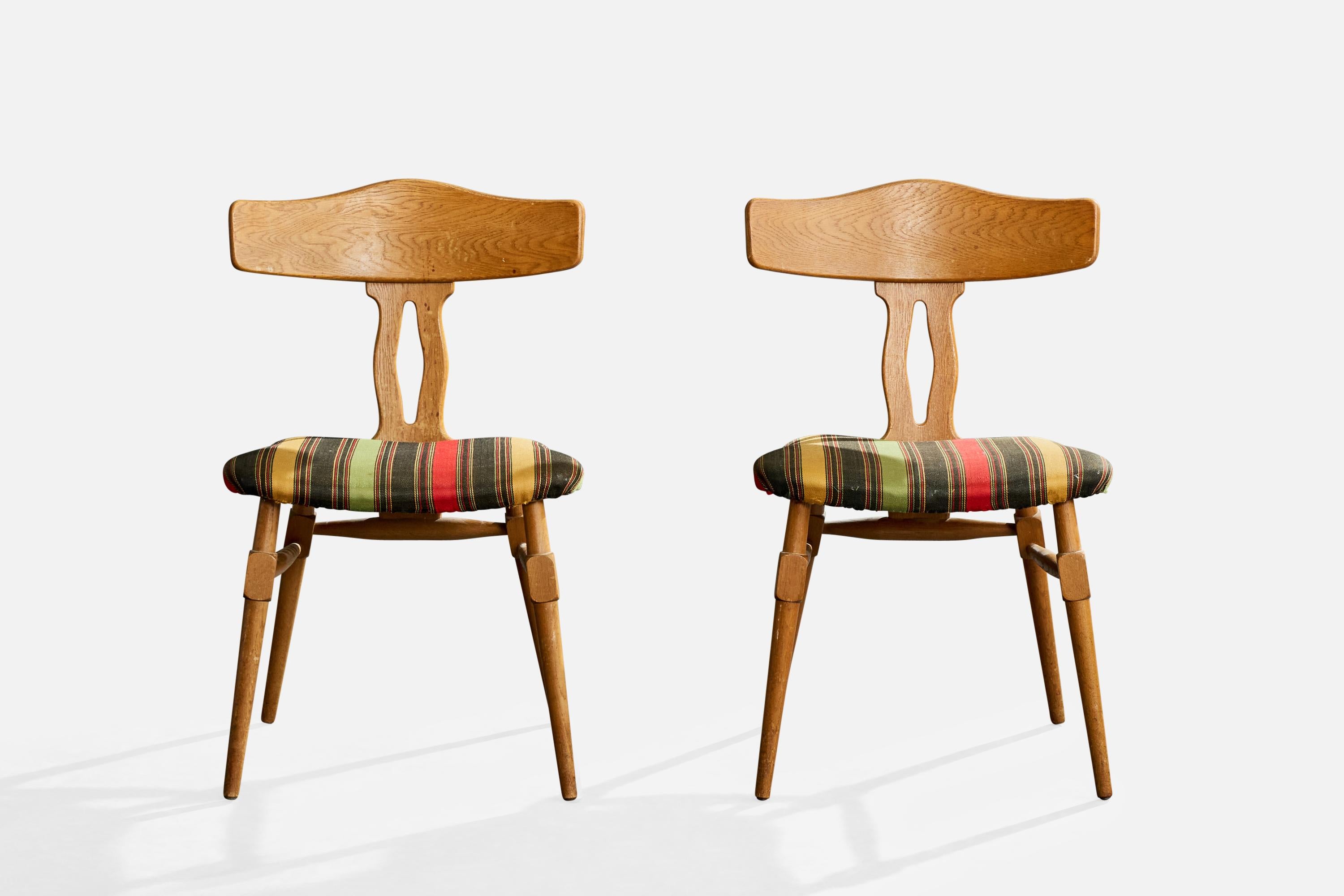 Mid-20th Century Danish Designer, Dining Room Chairs, Oak, Fabric, Denmark, 1960s For Sale