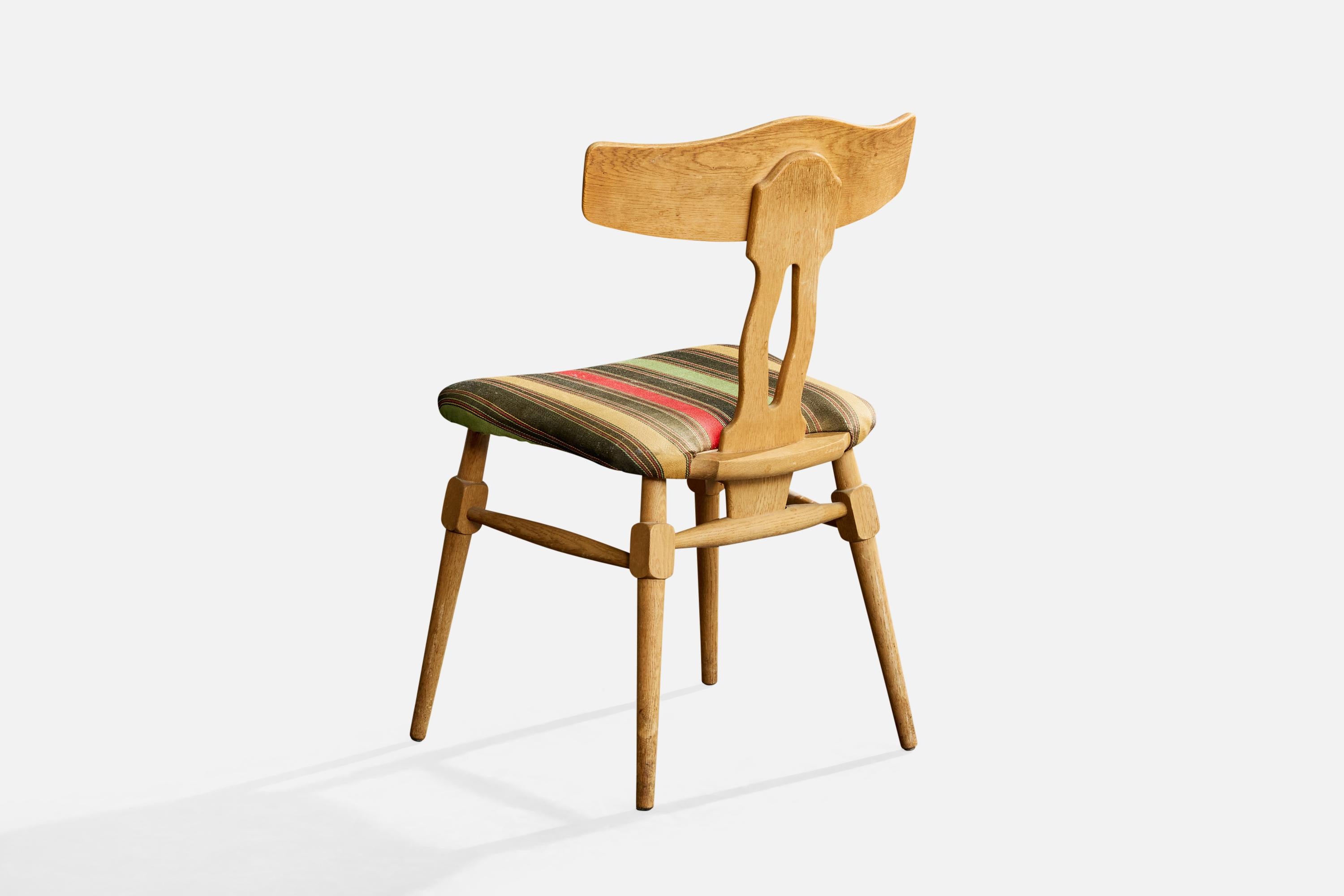 Danish Designer, Dining Room Chairs, Oak, Fabric, Denmark, 1960s For Sale 2