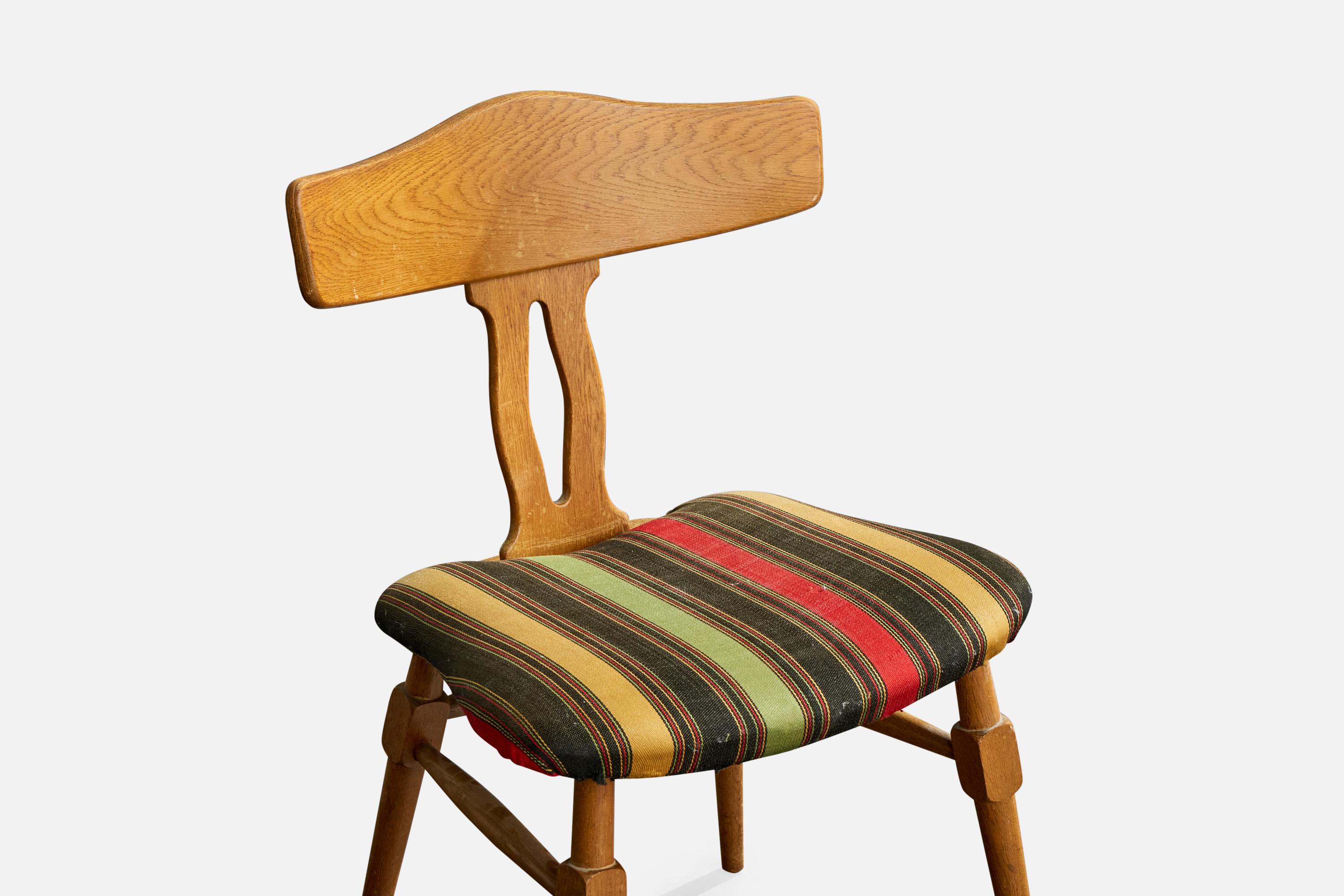 Danish Designer, Dining Room Chairs, Oak, Fabric, Denmark, 1960s For Sale 4