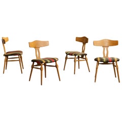 Danish Designer, Dining Room Chairs, Oak, Fabric, Denmark, 1960s