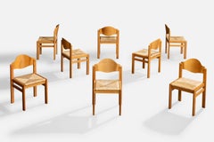 Danish Designer, Dining Room Chairs, Pine, Rush, Denmark, 1970s