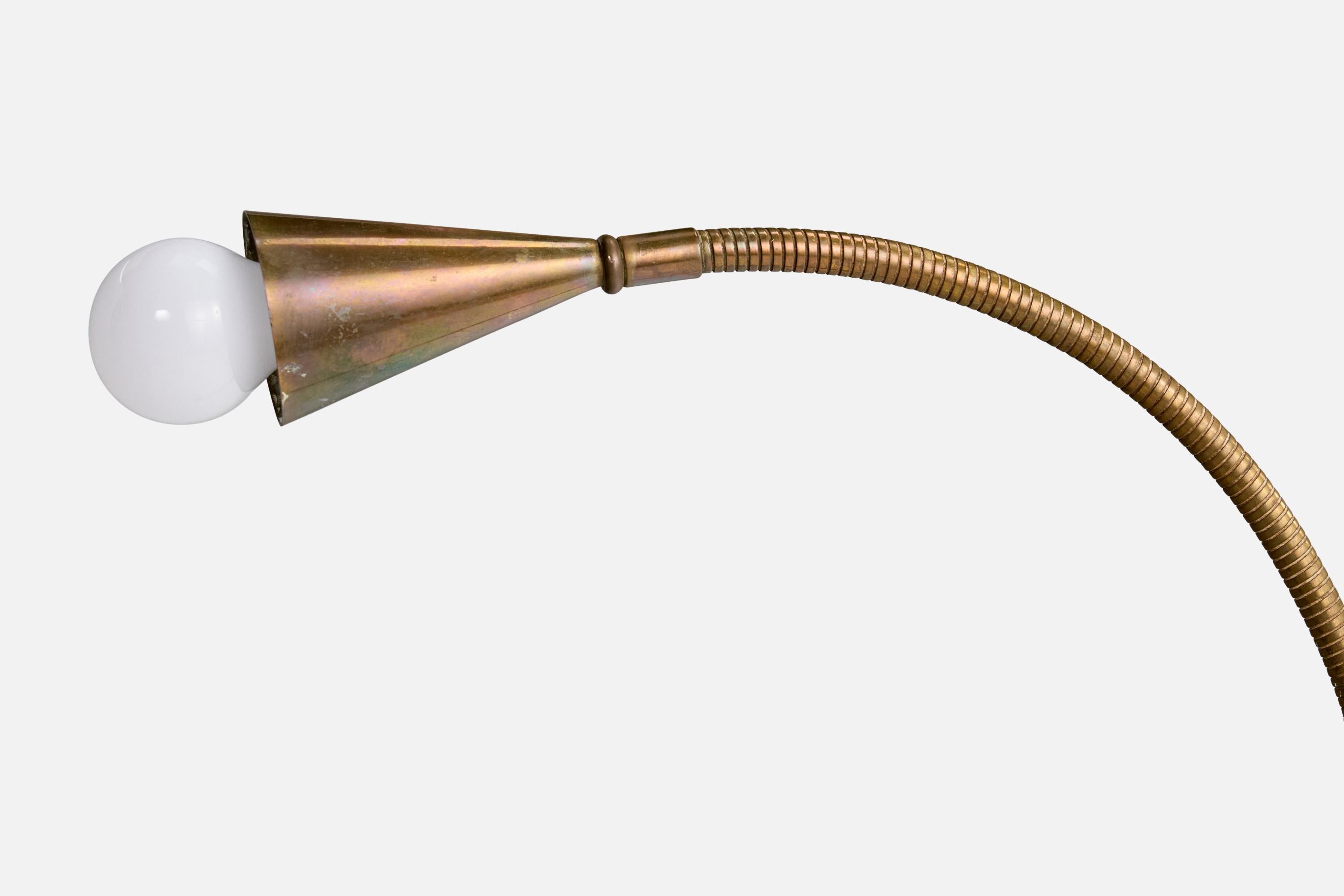 Mid-20th Century Danish Designer, Floor Lamp, Brass, Denmark, 1940s For Sale