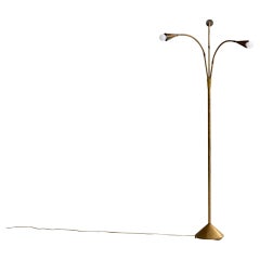 Danish Designer, Floor Lamp, Brass, Denmark, 1940s