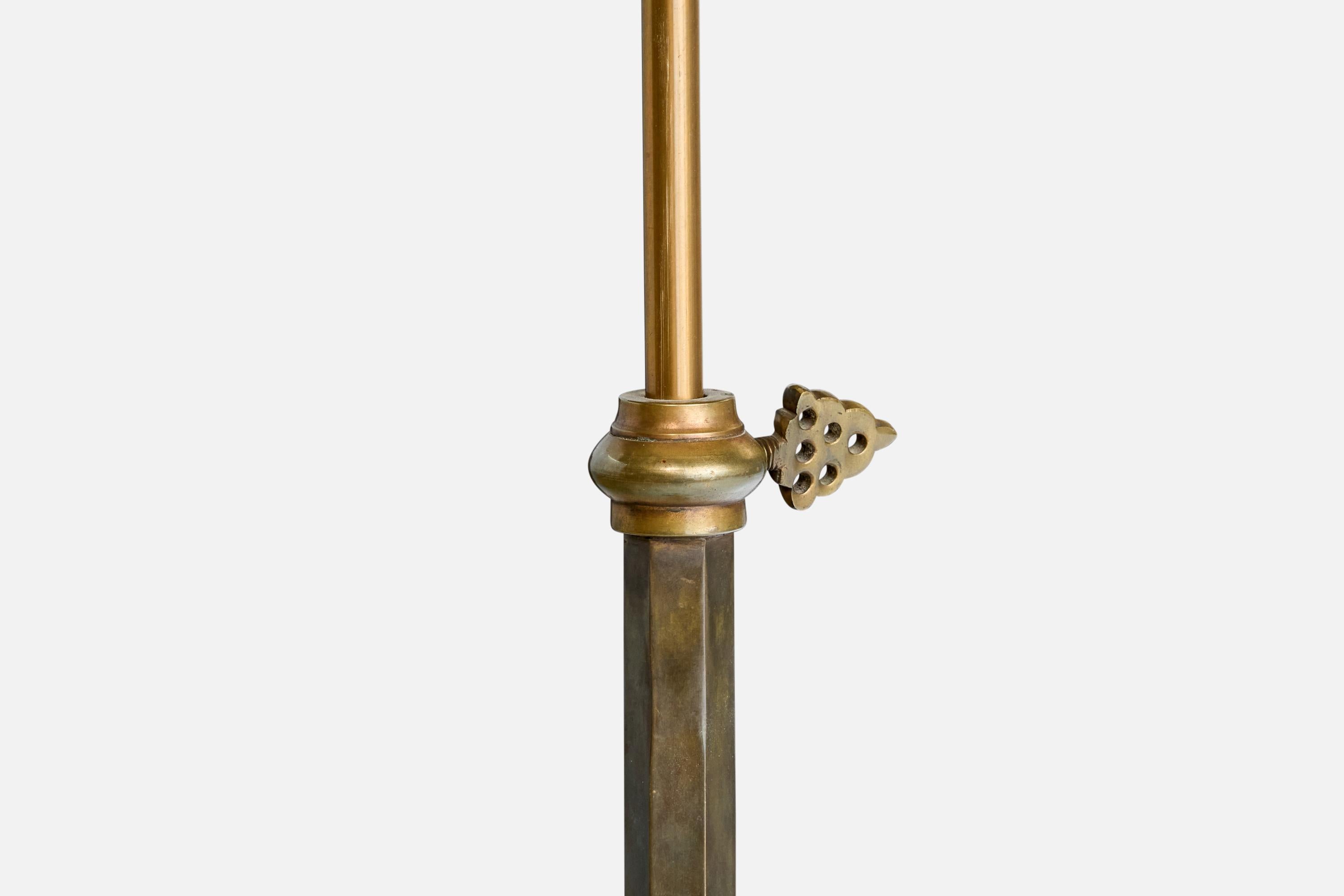 Danese Lampada da terra di design danese, ottone, tessuto, Danimarca, anni '1930 in vendita