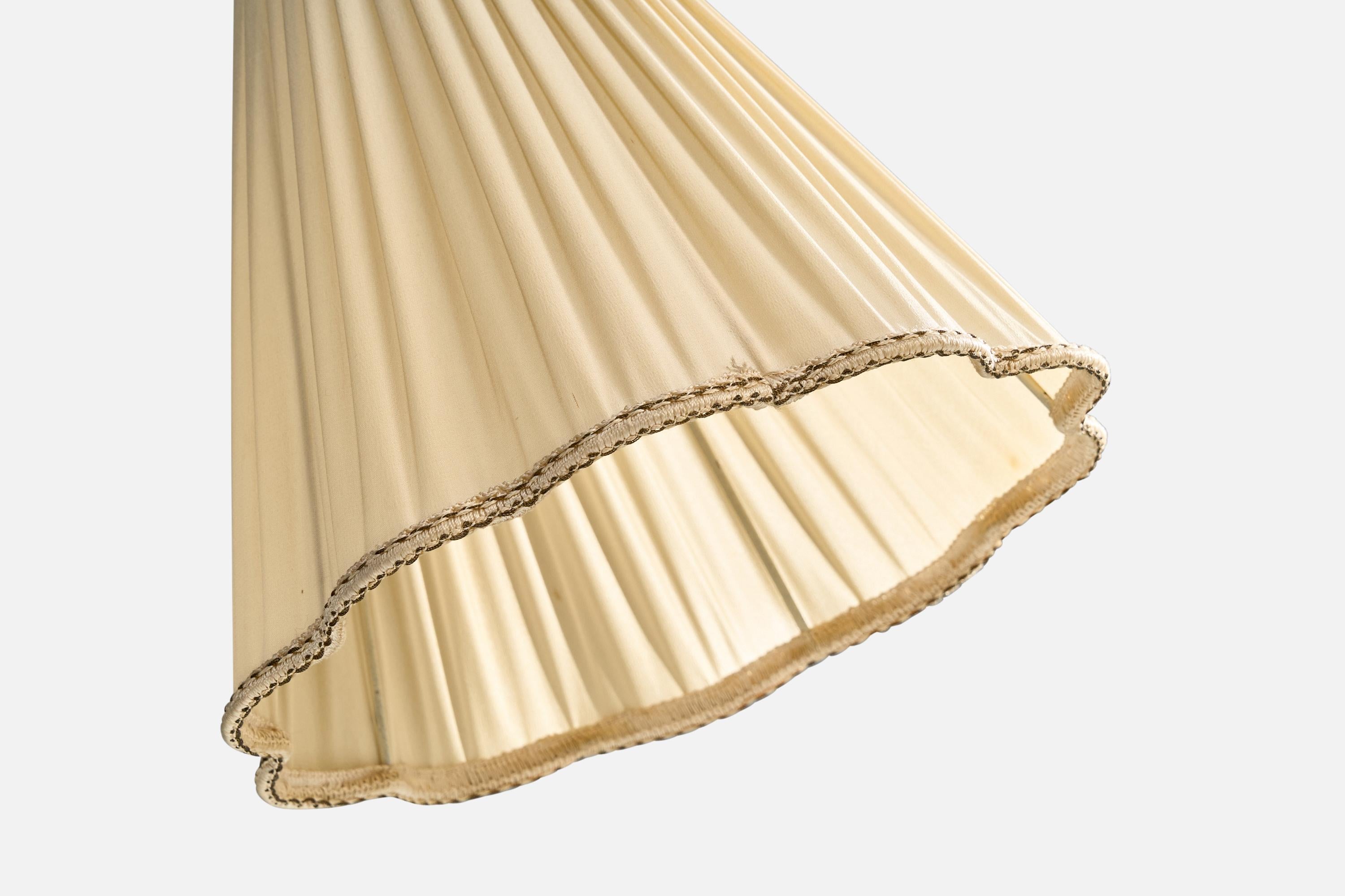 Lampada da terra di design danese, ottone, tessuto, Danimarca, anni '1930 in vendita 2
