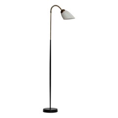 Lampadaire de designer danois, laiton, métal, verre, Danemark, années 1940