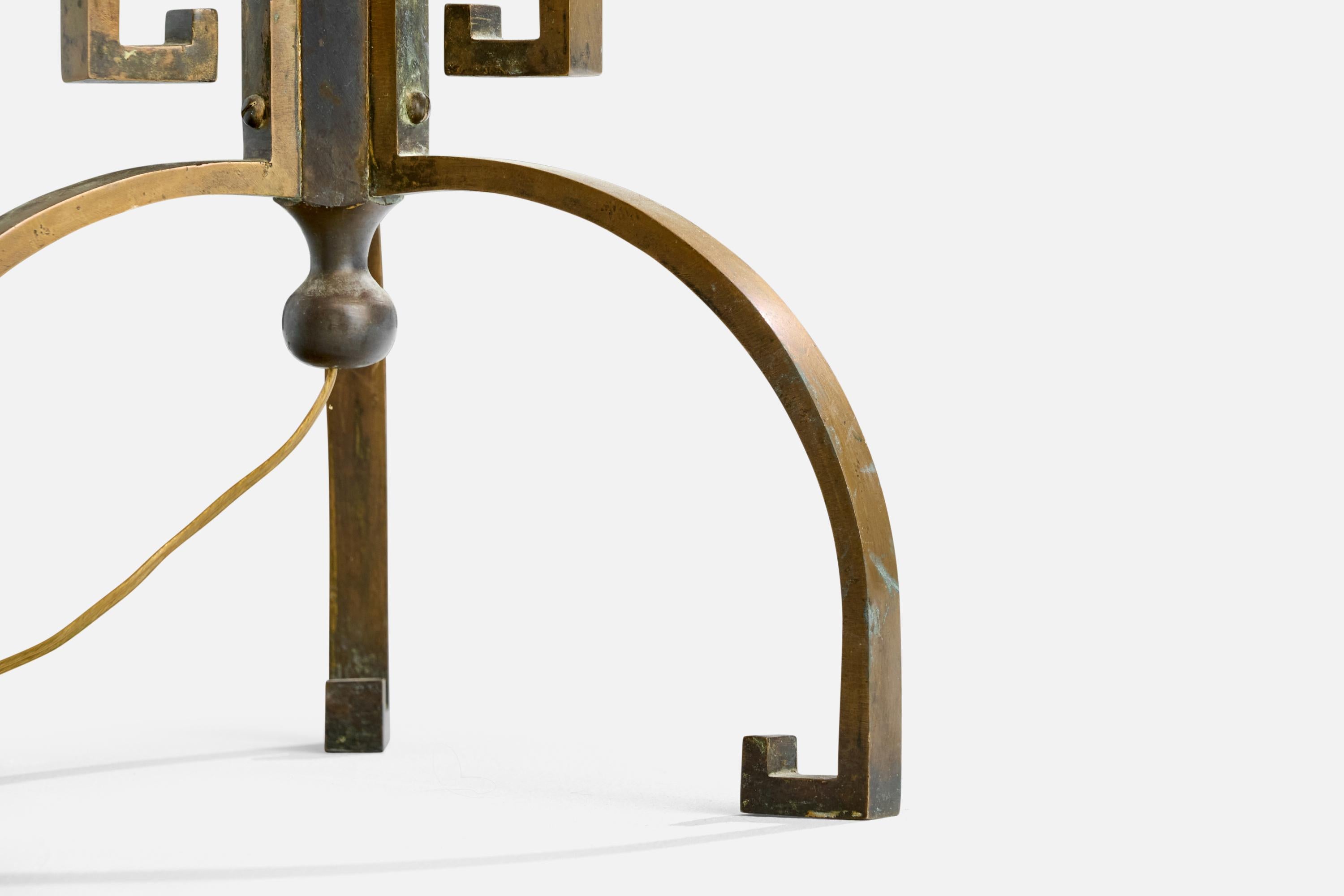Designer danois, lampadaire, laiton, métal, papier, Danemark, années 1930 en vente 1