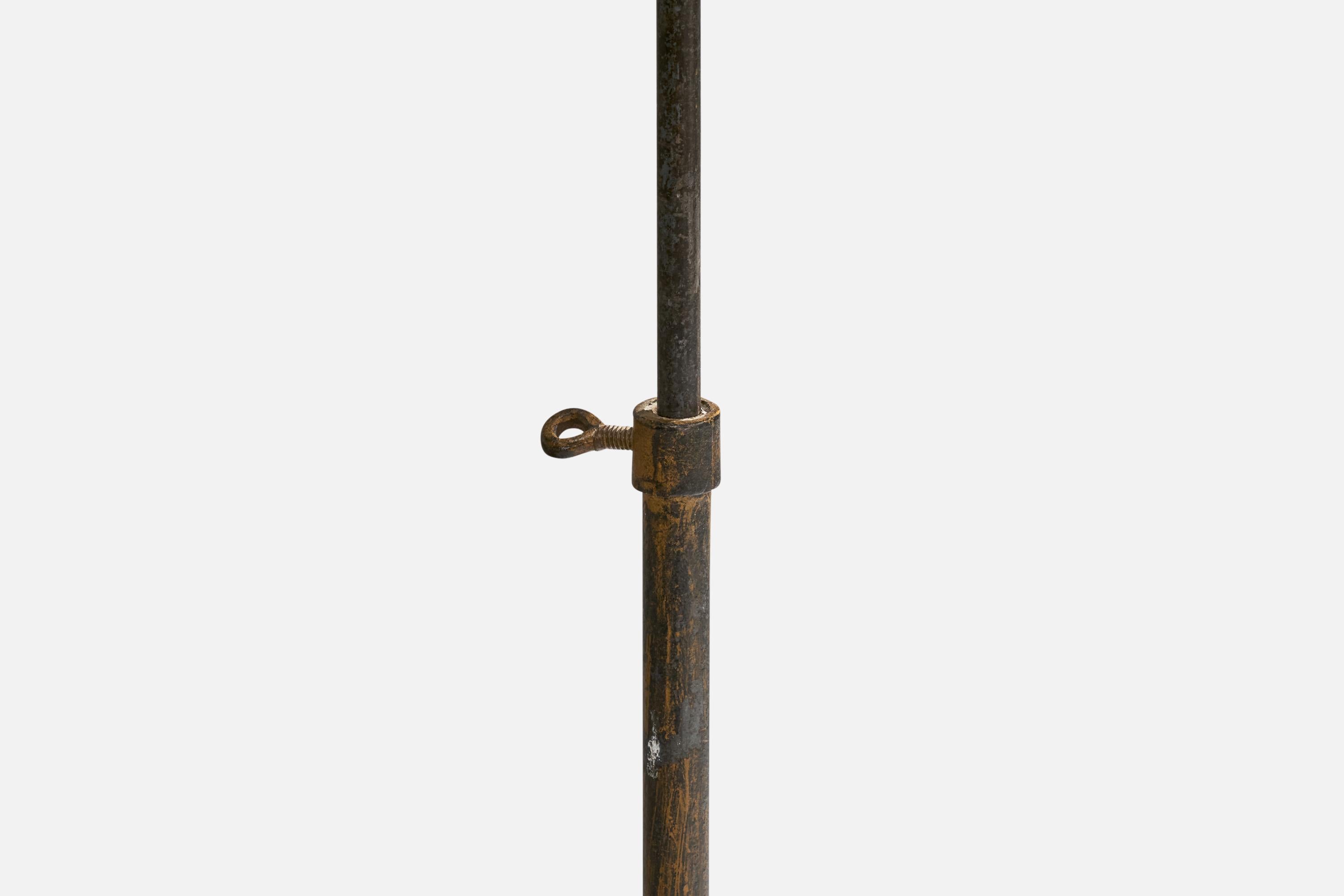 Laiton Designer danois, lampadaire, laiton, papier, Danemark, années 1930 en vente