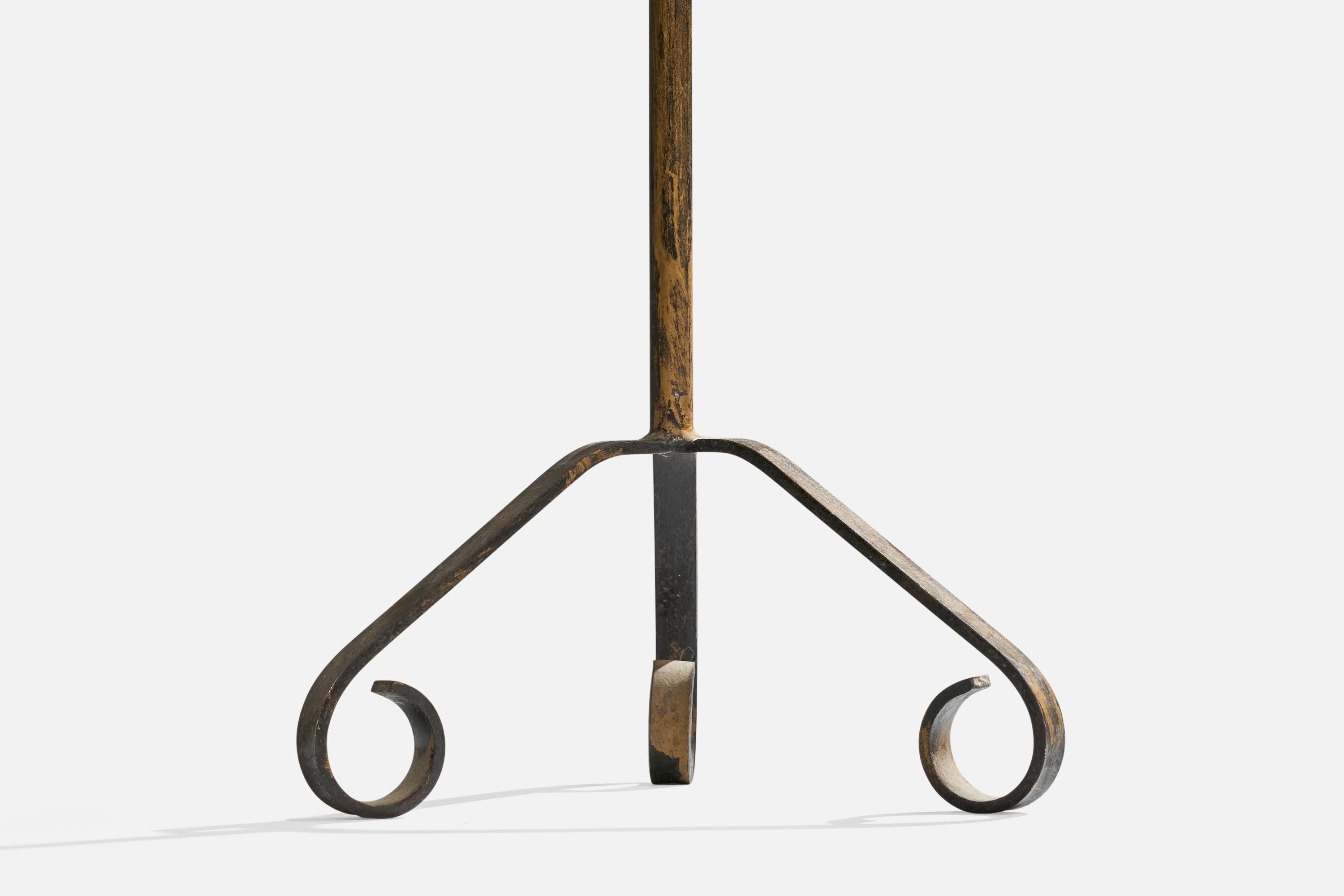 Designer danois, lampadaire, laiton, papier, Danemark, années 1930 en vente 2