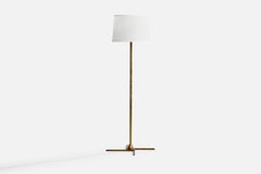 Diseñador danés, lámpara de pie, latón, papel pergamino, Dinamarca, años 30