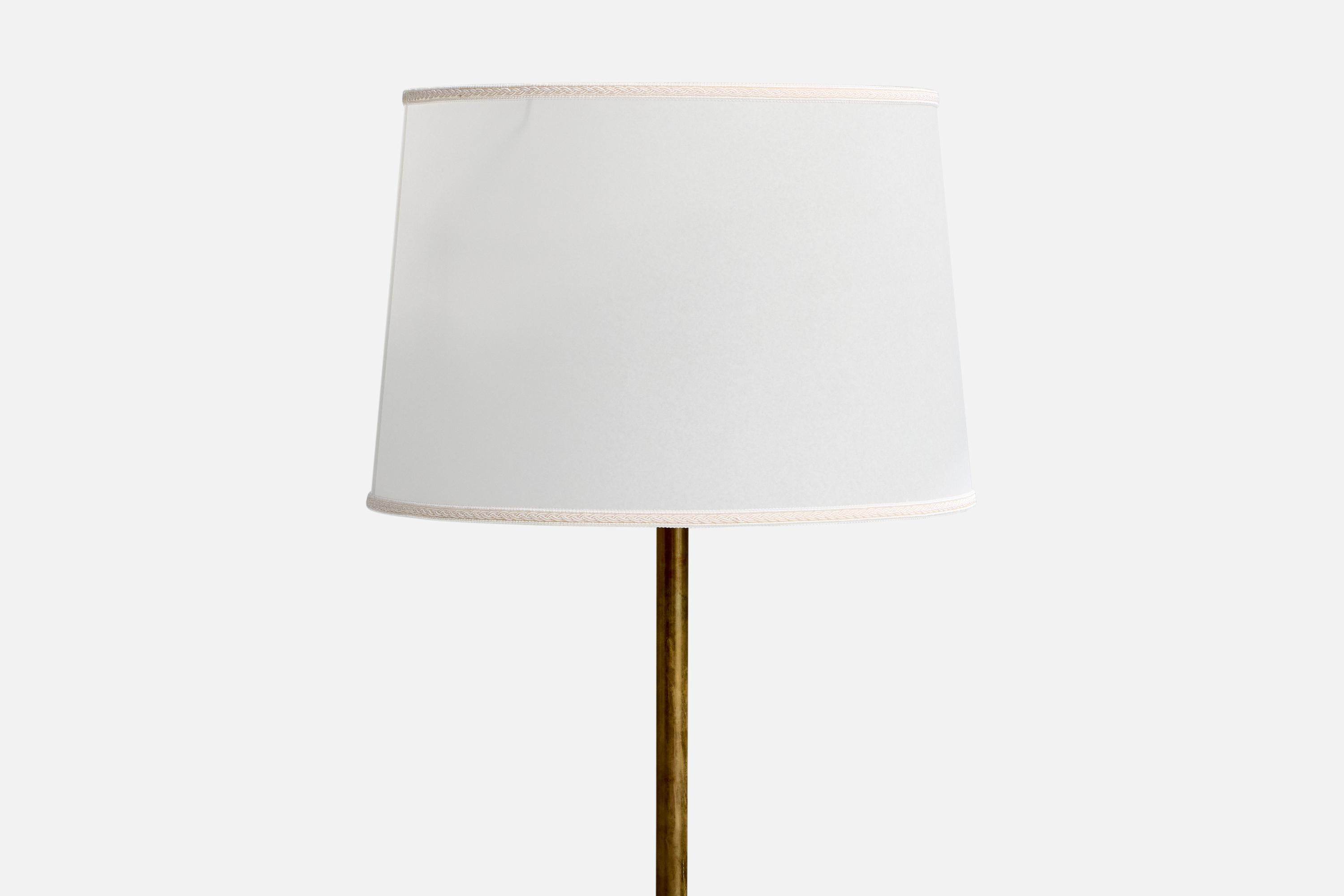 Scandinave moderne Designer danois, lampadaire, laiton, papier parchemin, Danemark, années 1930 en vente