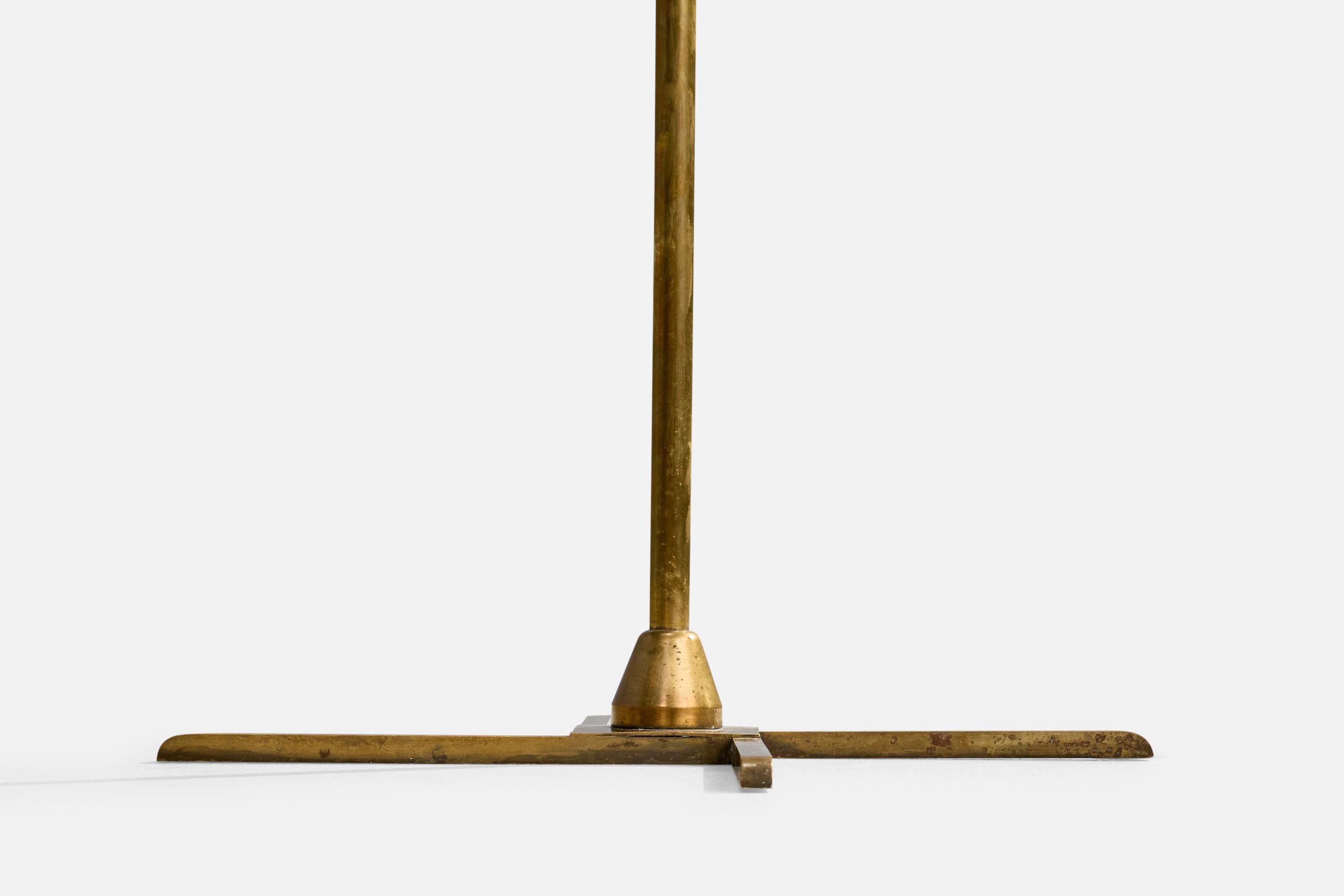 Laiton Designer danois, lampadaire, laiton, papier parchemin, Danemark, années 1930 en vente