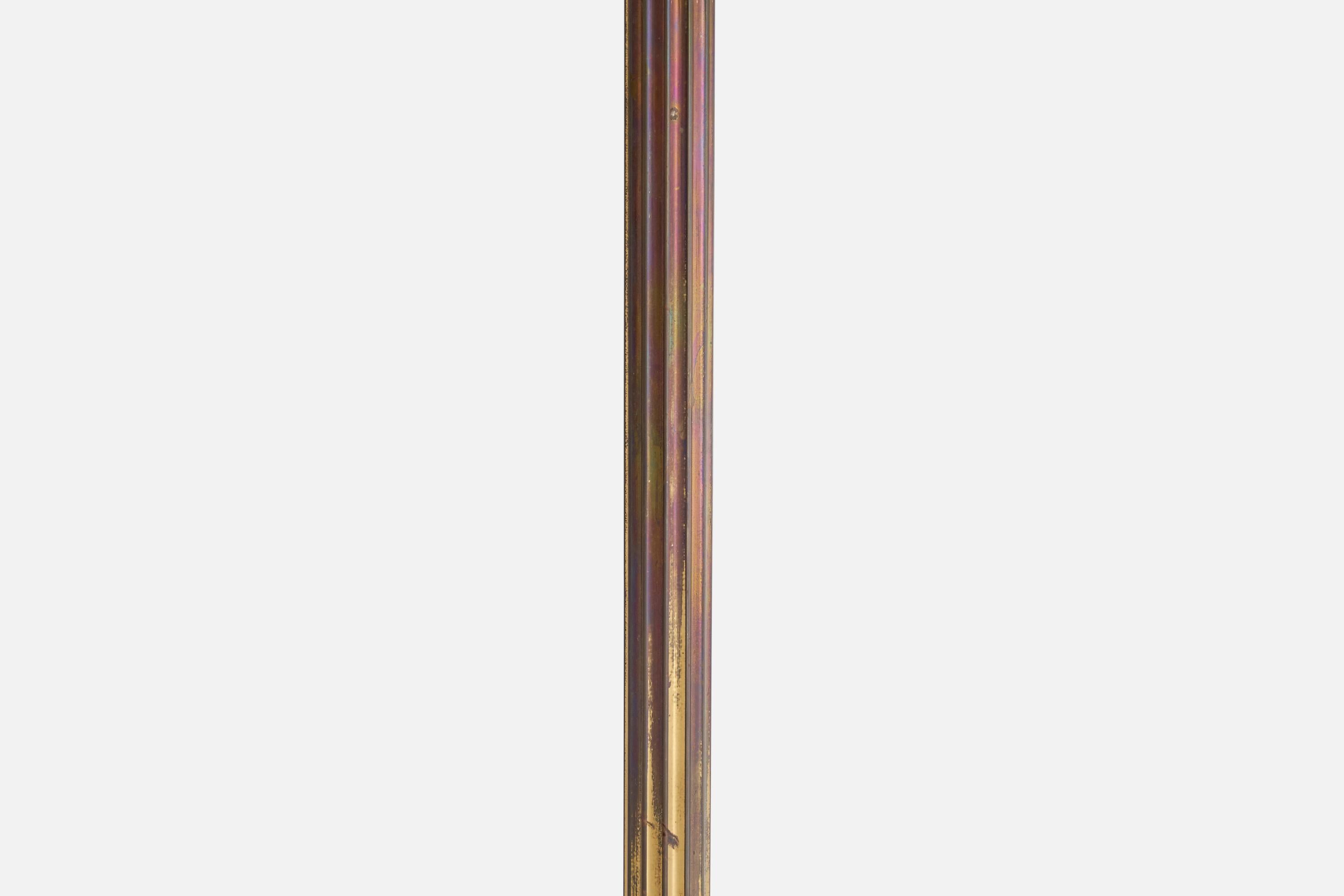Dänische Designerin, Stehlampe, Messing, Rattan, Dänemark, 1930er Jahre im Angebot 2