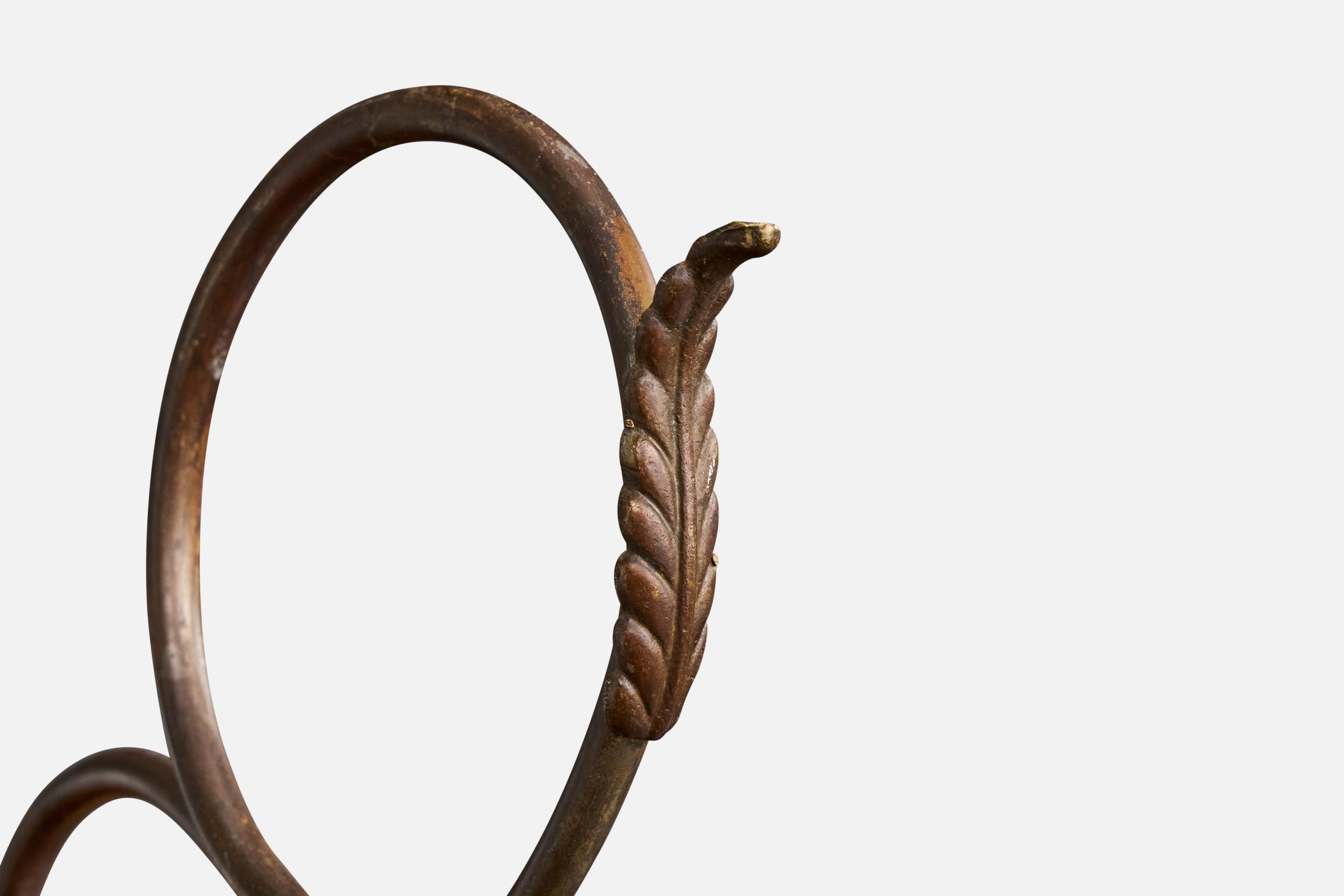 Diseñador danés, lámpara de pie, latón, ratán, Dinamarca, años 1930 Latón en venta