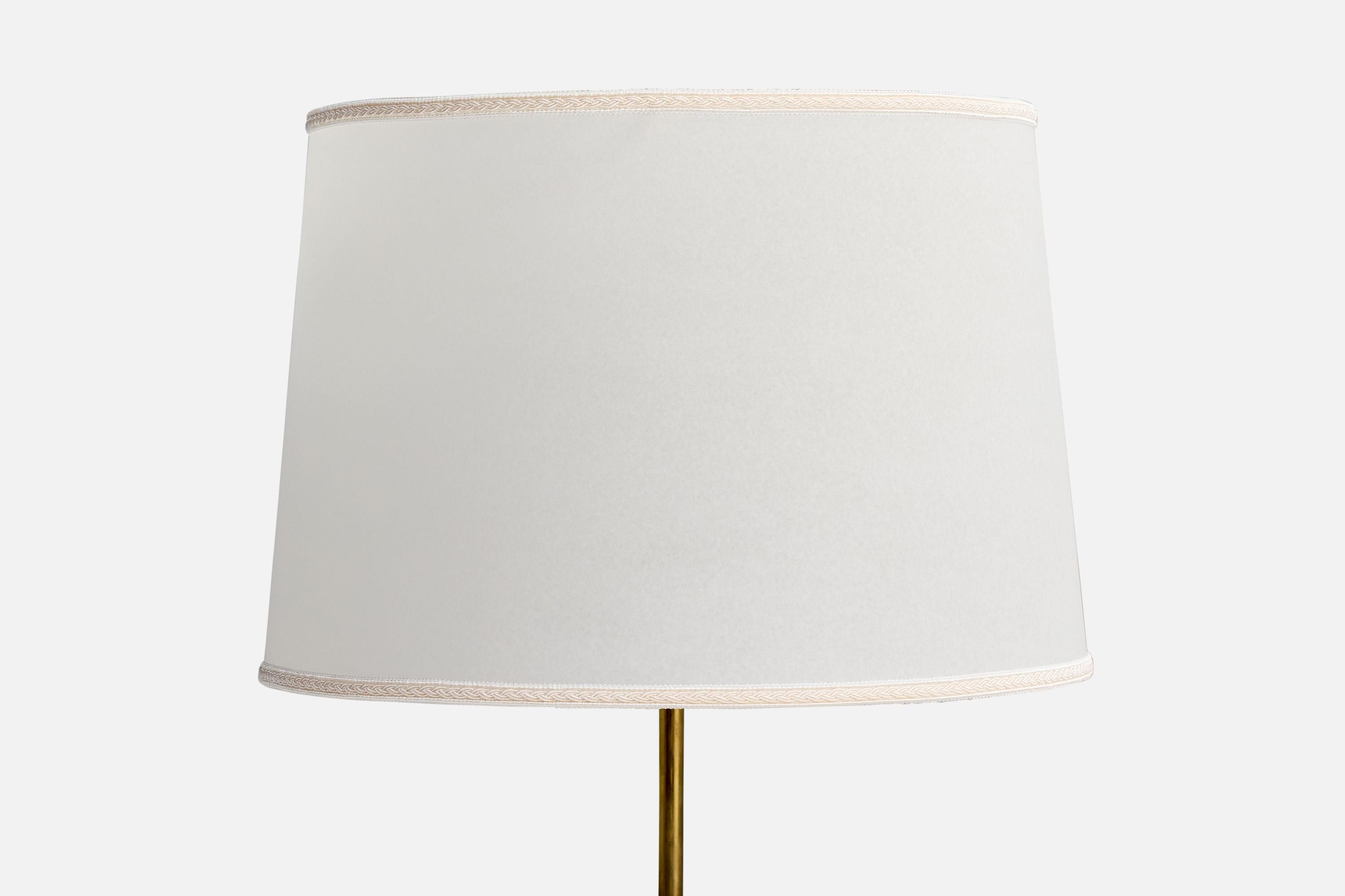 Danois Lampadaire de designer danois, laiton, Wood, parchemin, Danemark, années 1920 en vente