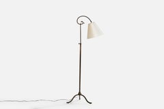 Danish Designer, Floor Lamp, Bronze, Fabric, Denmark, 1930s