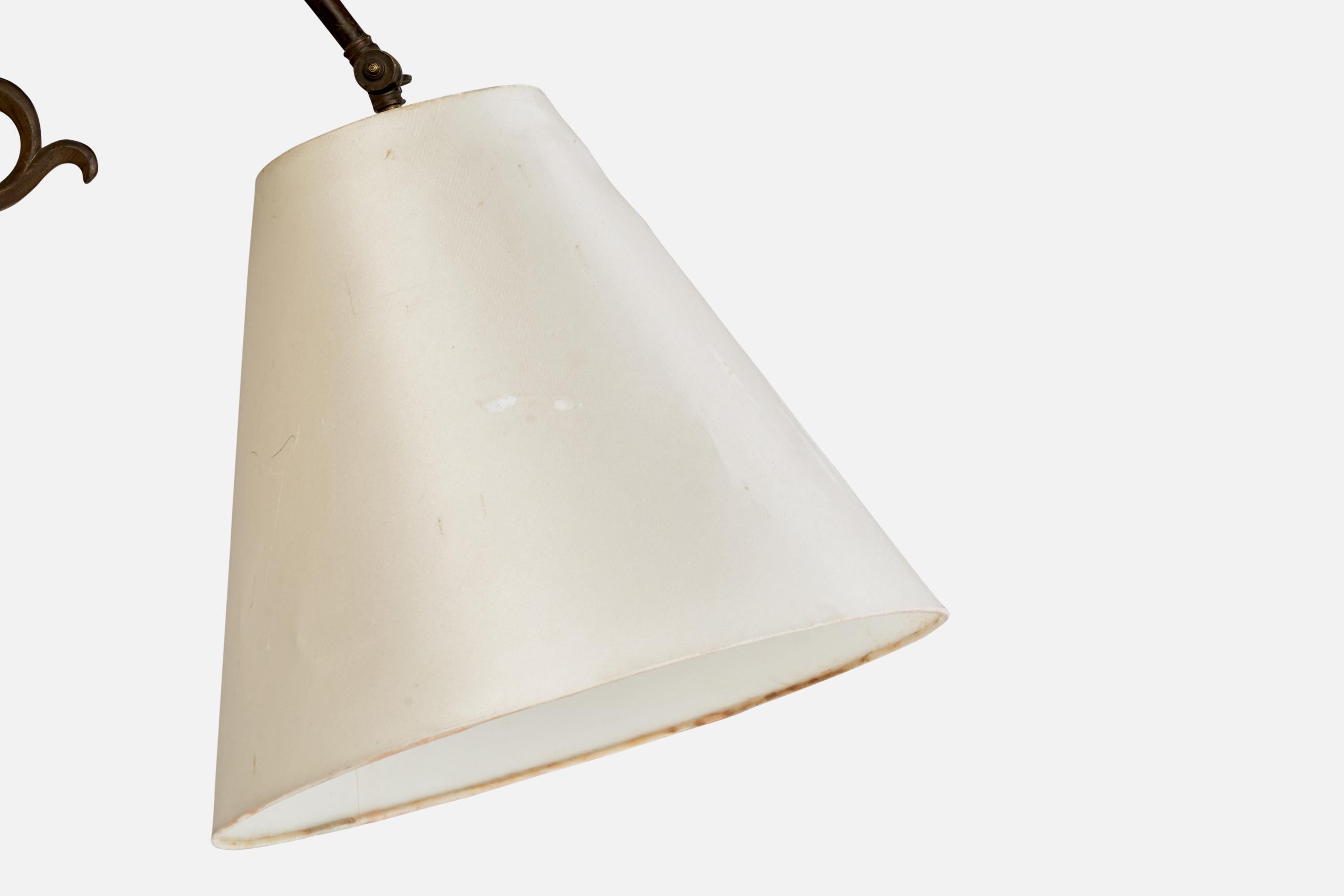 Dänische Designerin, Stehlampe, Bronze, Stoff, Dänemark, 1930er Jahre im Angebot 2