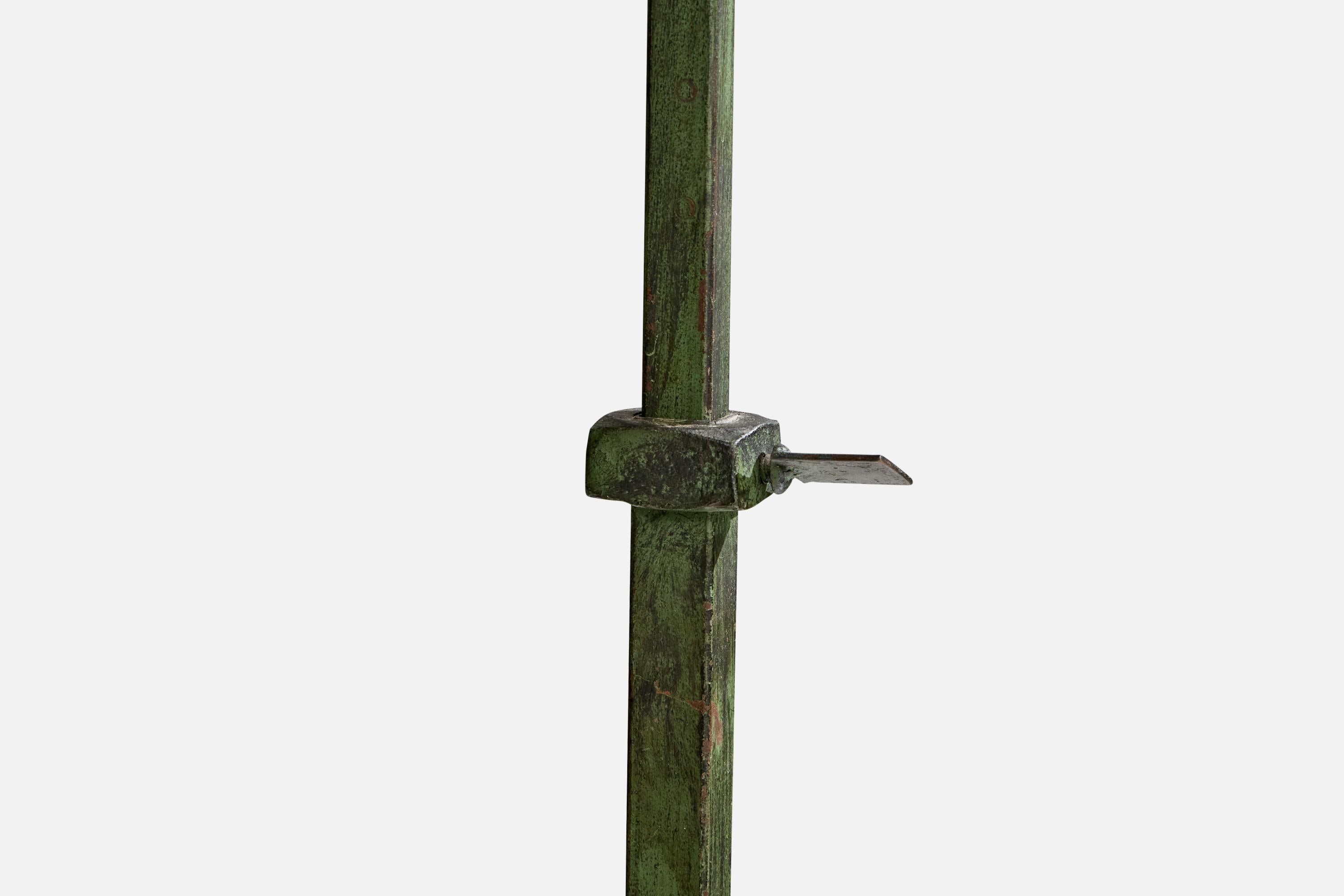 Danish Designer, Floor Lamp, Iron, Rattan, Denmark, 1940s For Sale 3