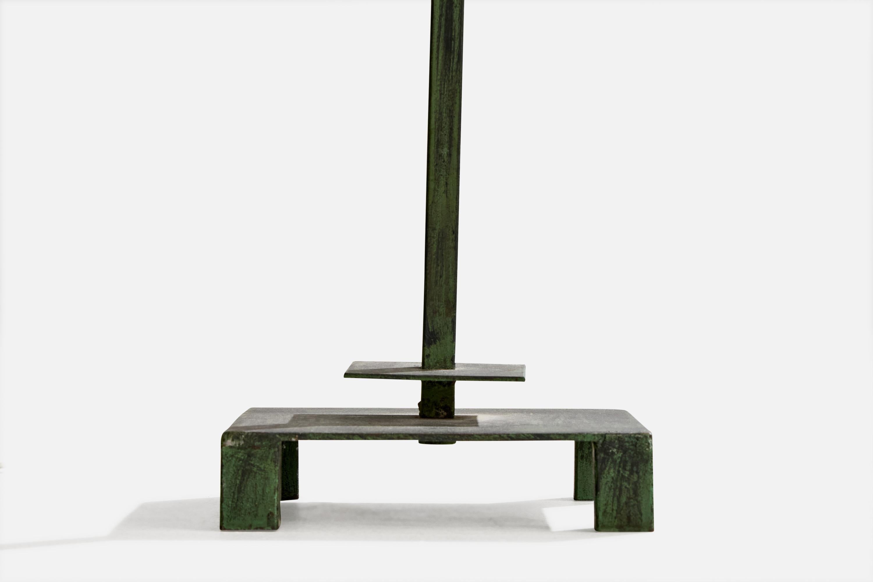 Danish Designer, Floor Lamp, Iron, Rattan, Denmark, 1940s For Sale 5