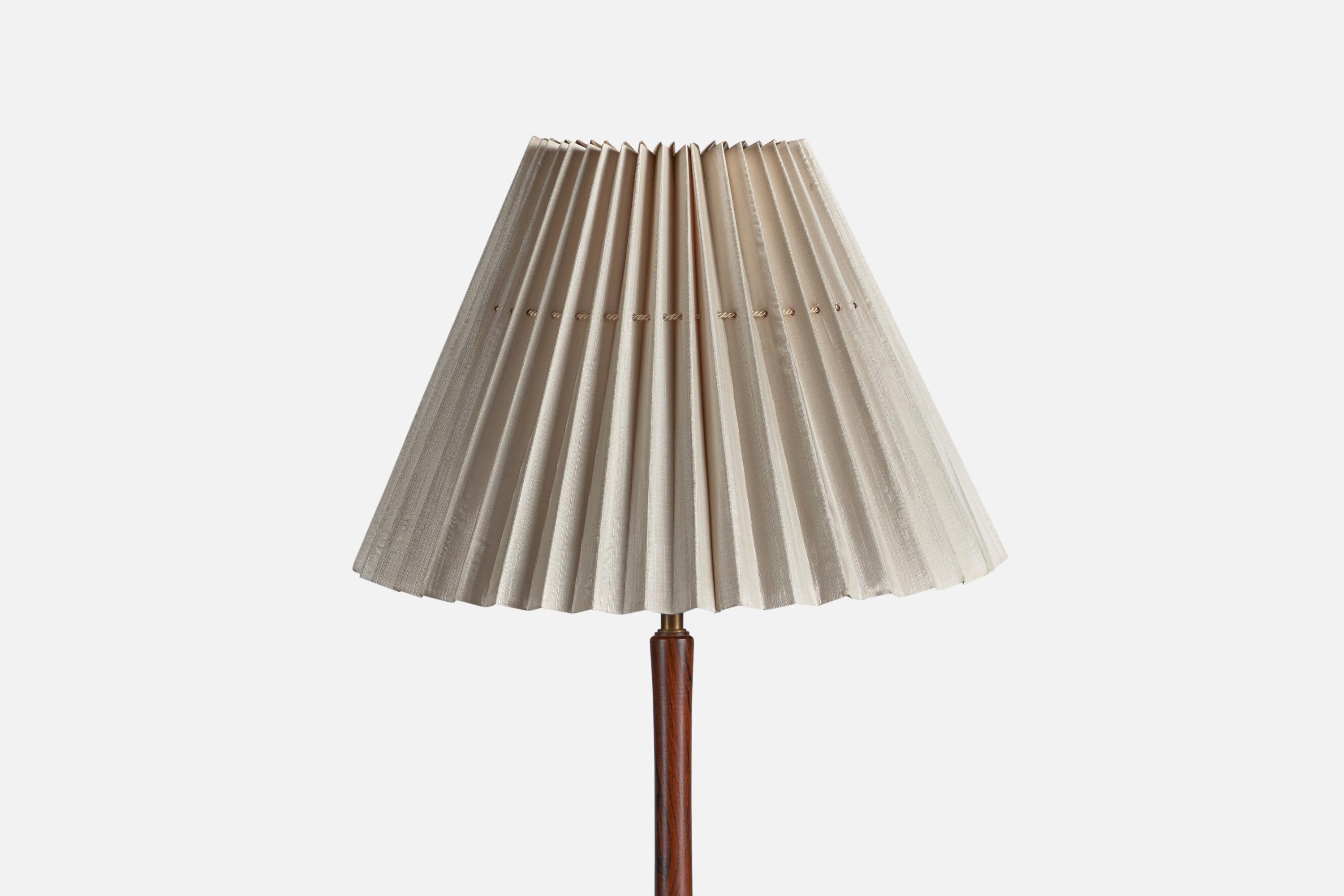 Mid-Century Modern Danish Designer, Floor Lamp, Rosewood, Fabric, Denmark, 1950s For Sale