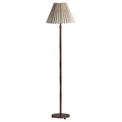 Lampada da terra di design danese, palissandro, tessuto, Danimarca, anni '50