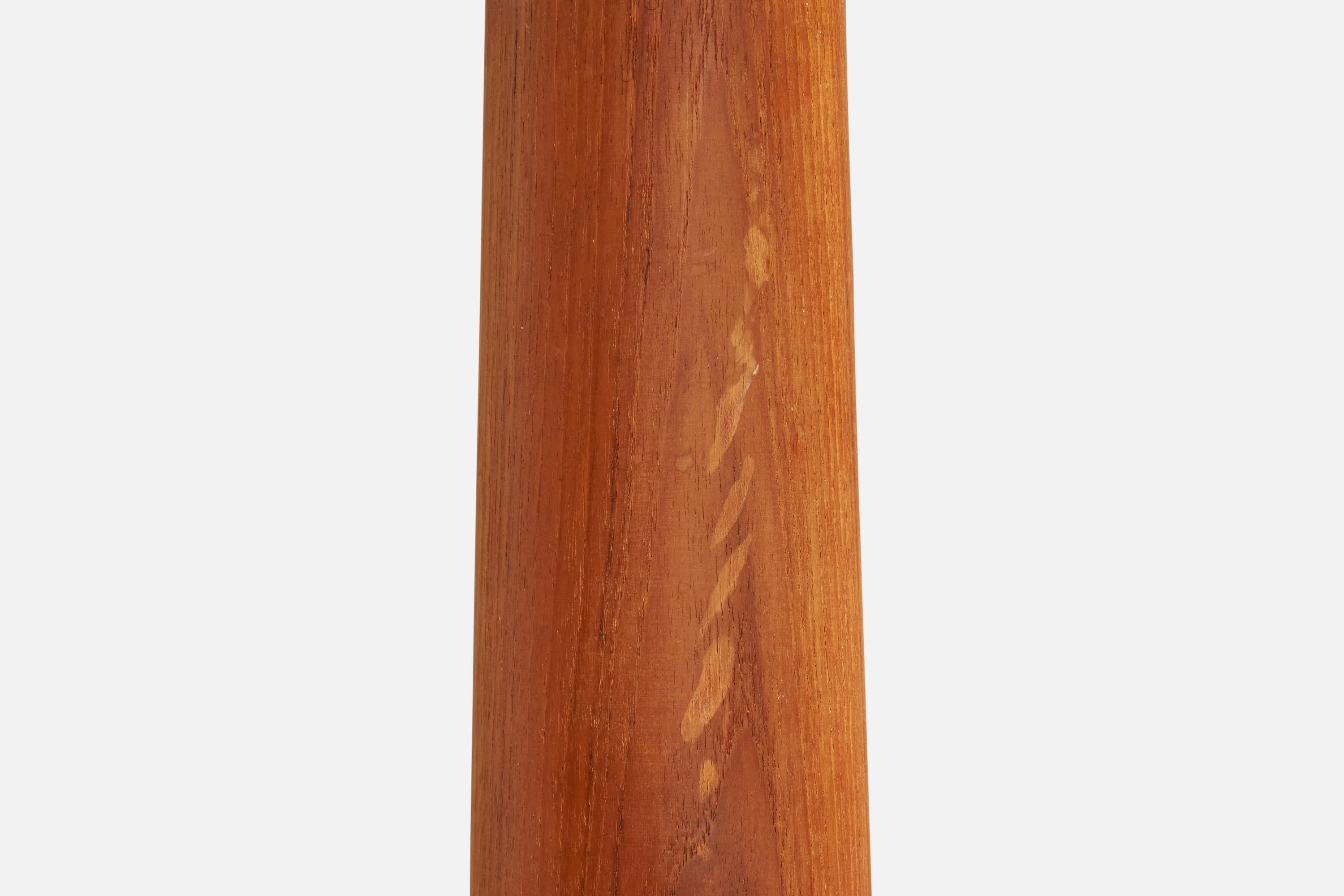 Lampada da terra di design danese, teak, ottone, tessuto, Danimarca, anni '50 in vendita 2