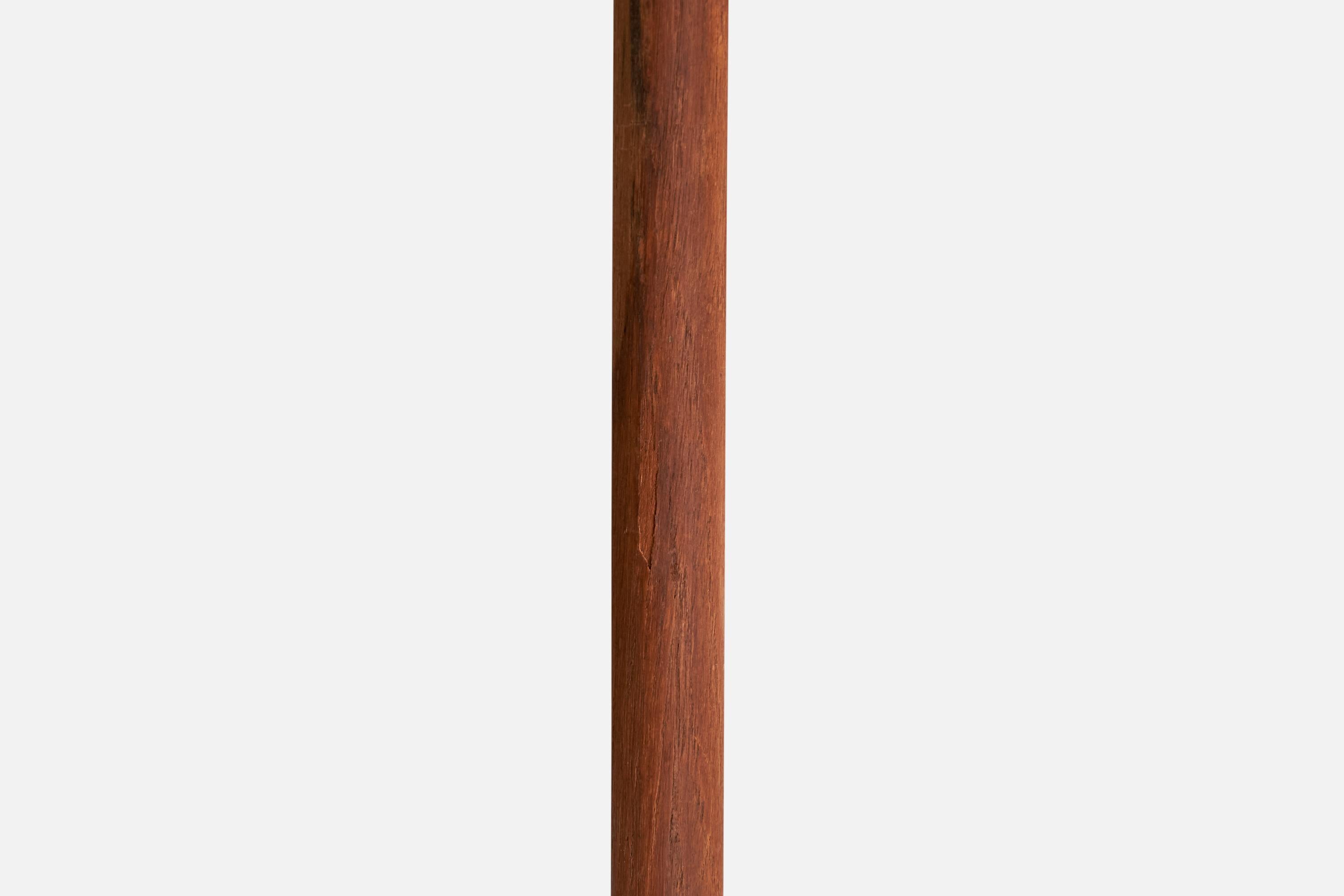 Lampada da terra di design danese, teak, ferro, tessuto, Danimarca, anni '50 In condizioni buone in vendita a High Point, NC