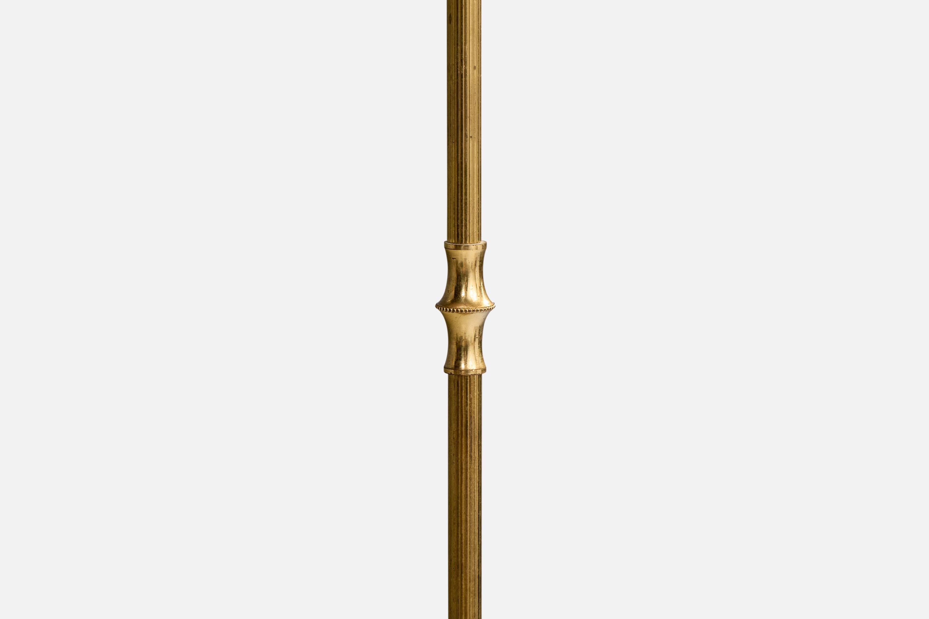 Ottone Designer danese, lampade da terra, ottone, tessuto, Danimarca, anni '20 in vendita