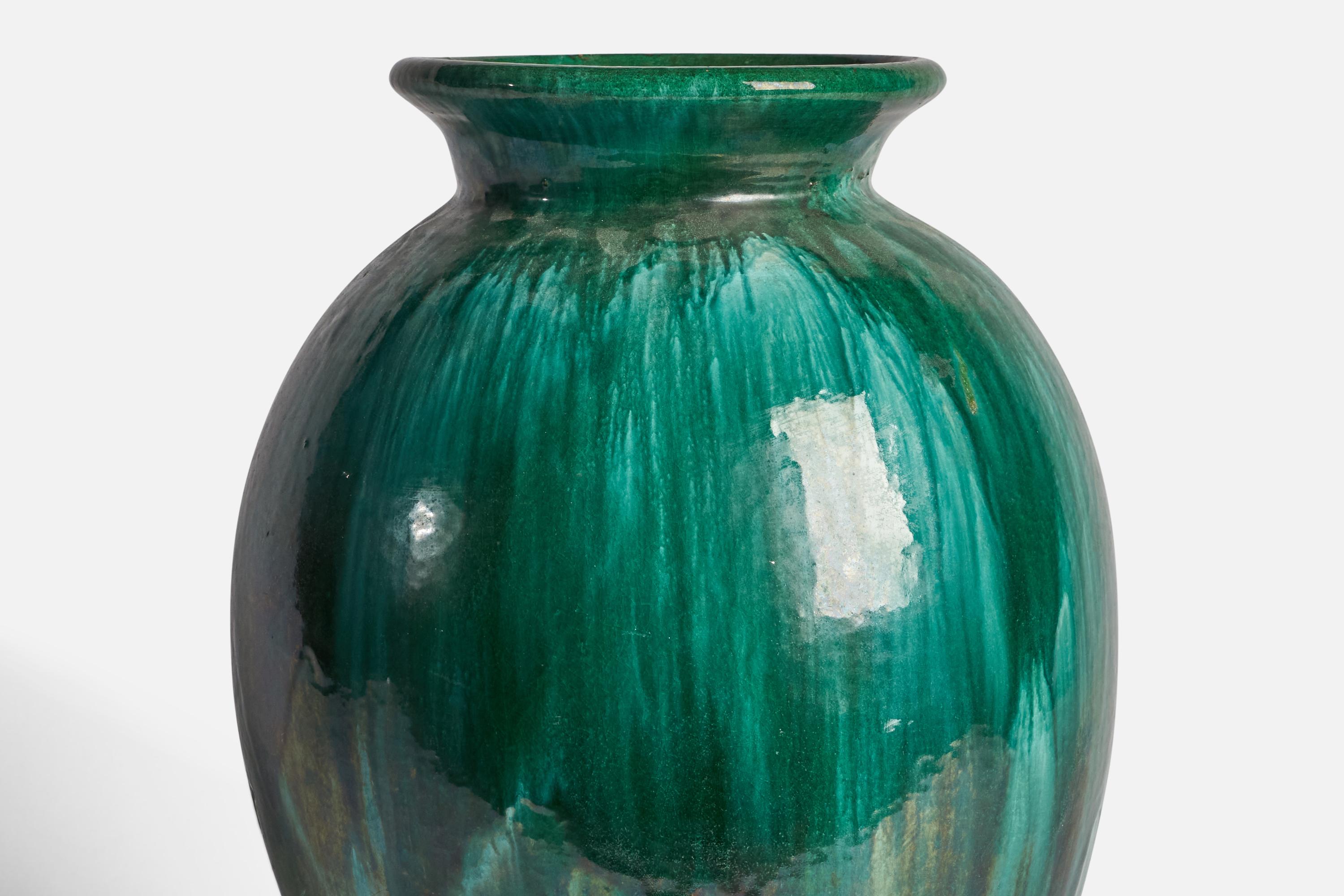 Danish Designer, Floor Vase, Earthenware, Denmark, 1930s In Good Condition For Sale In High Point, NC