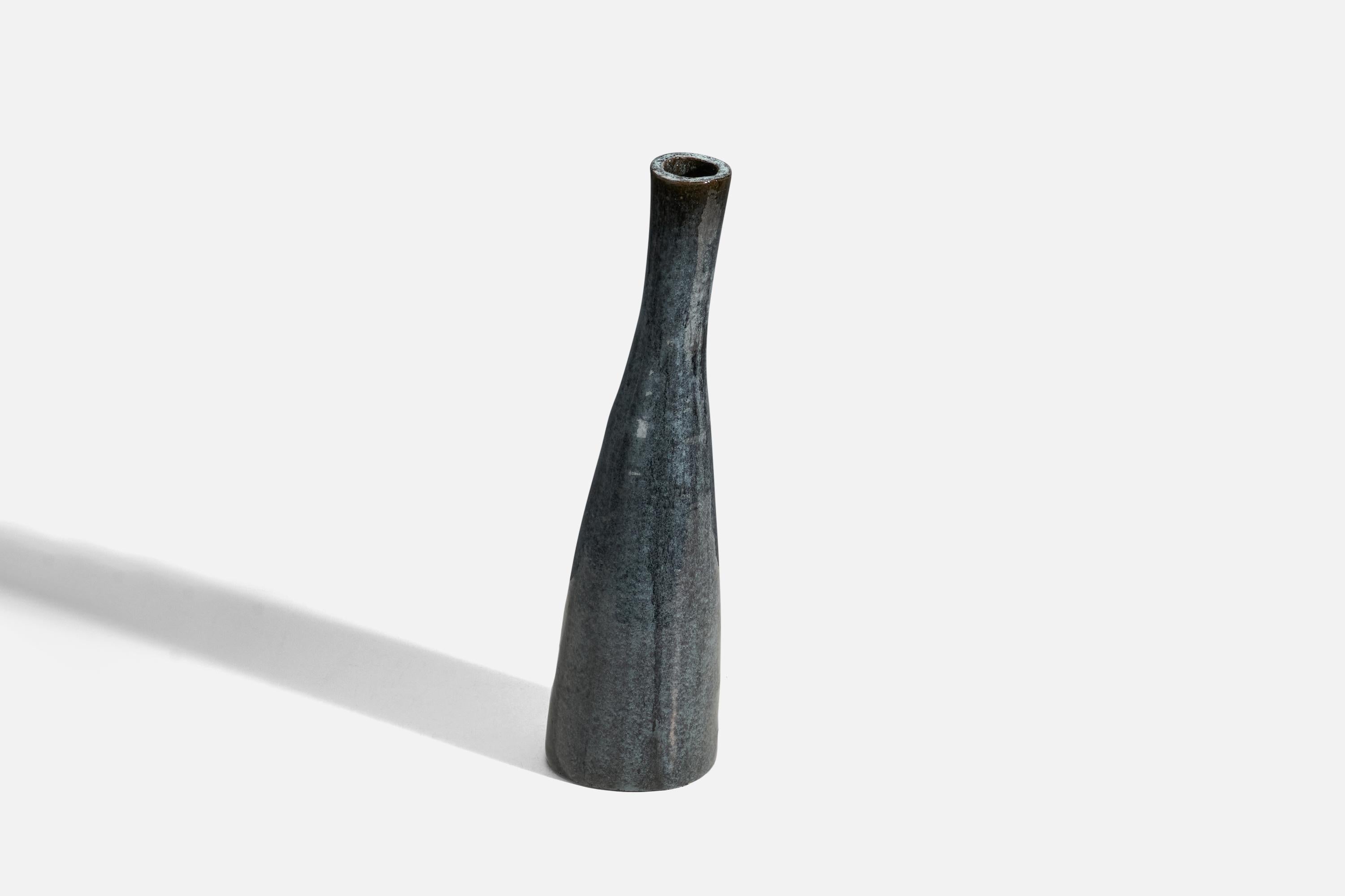 Scandinavian Modern Danish Designer, Floor Vase, Grey Glazed Stoneware, Denmark, 1960s For Sale