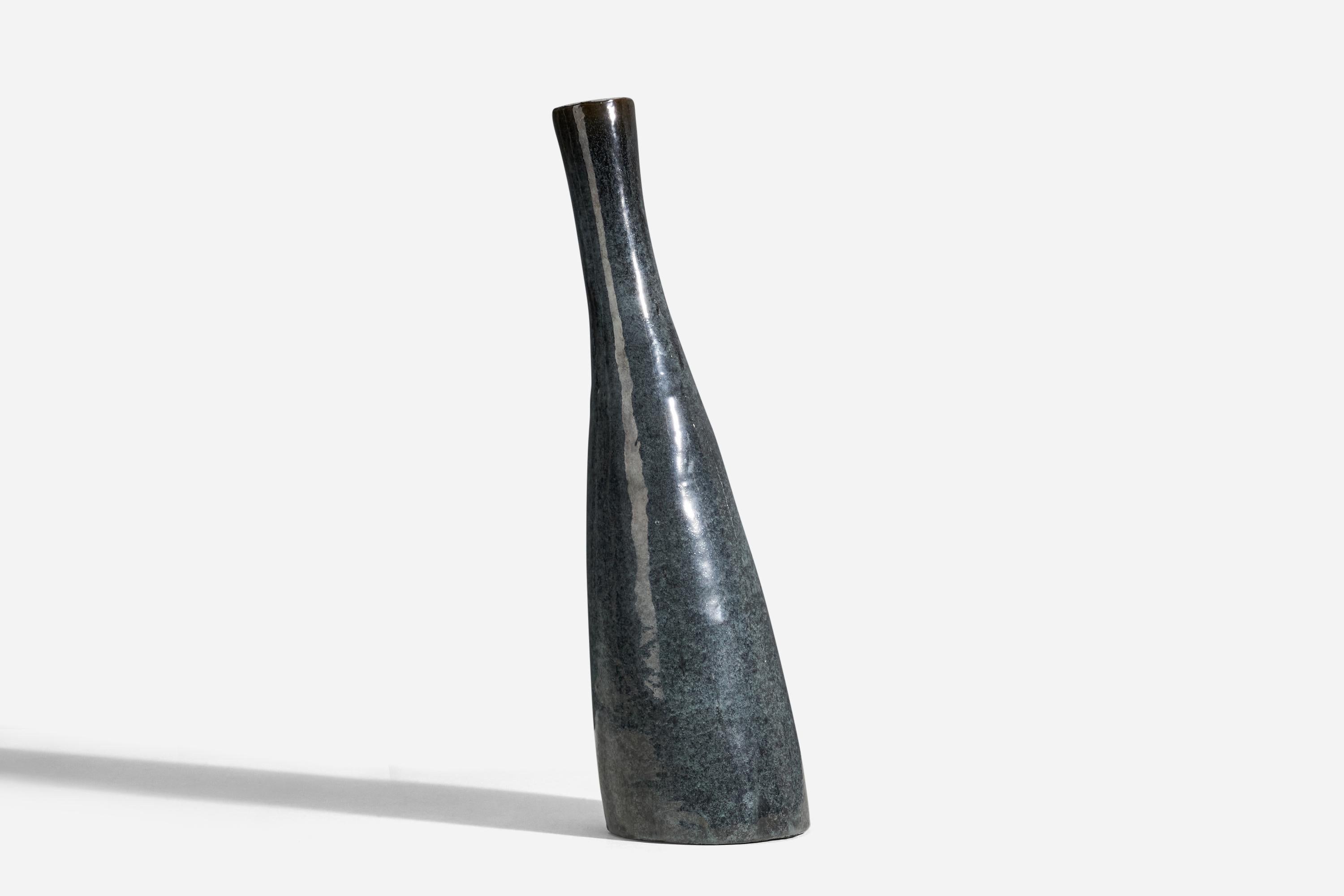 Mid-20th Century Danish Designer, Floor Vase, Grey Glazed Stoneware, Denmark, 1960s For Sale