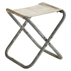 Designer danois, tabouret pliant, acier galvanisé, toile, Danemark, années 1940