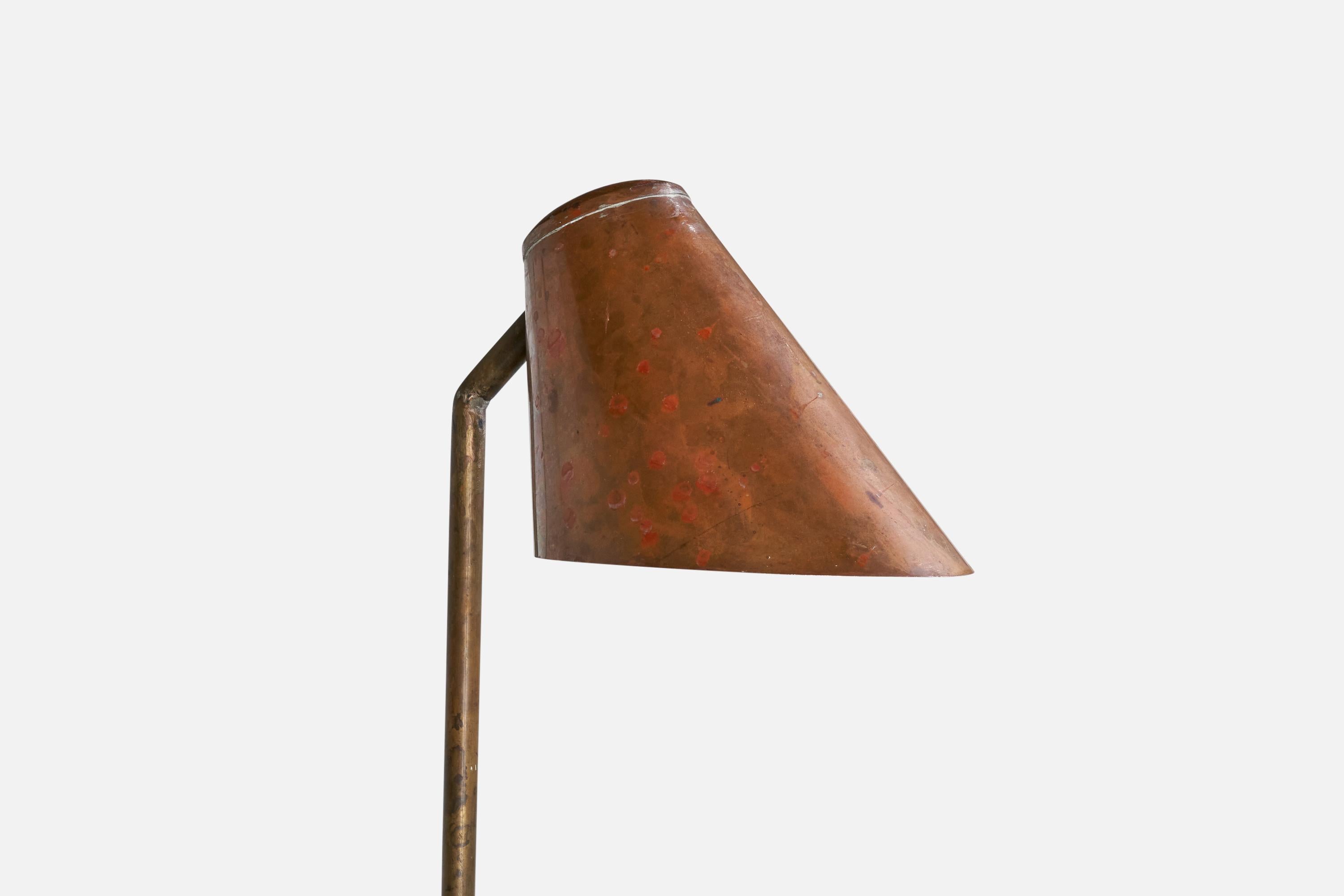 Mid-20th Century Danish Designer, Garden Light, Copper, Marble, Denmark, 1940s For Sale