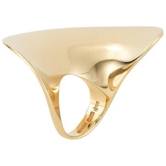 Vintage Danish Designer Hoh Gold Saucer Ring