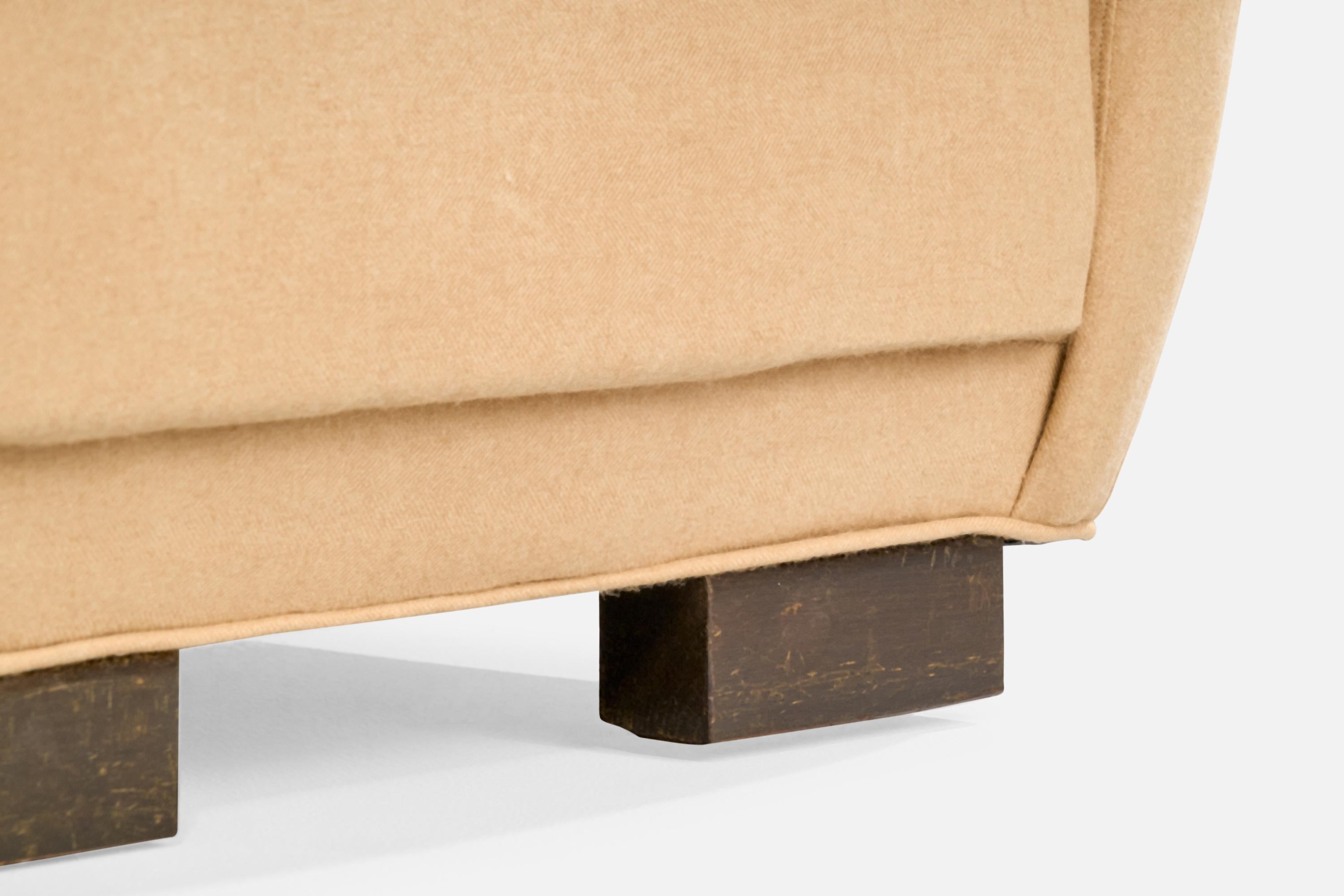 Danish Designer, Longe Chair, Wood, Fabric, Denmark, 1930s For Sale 7