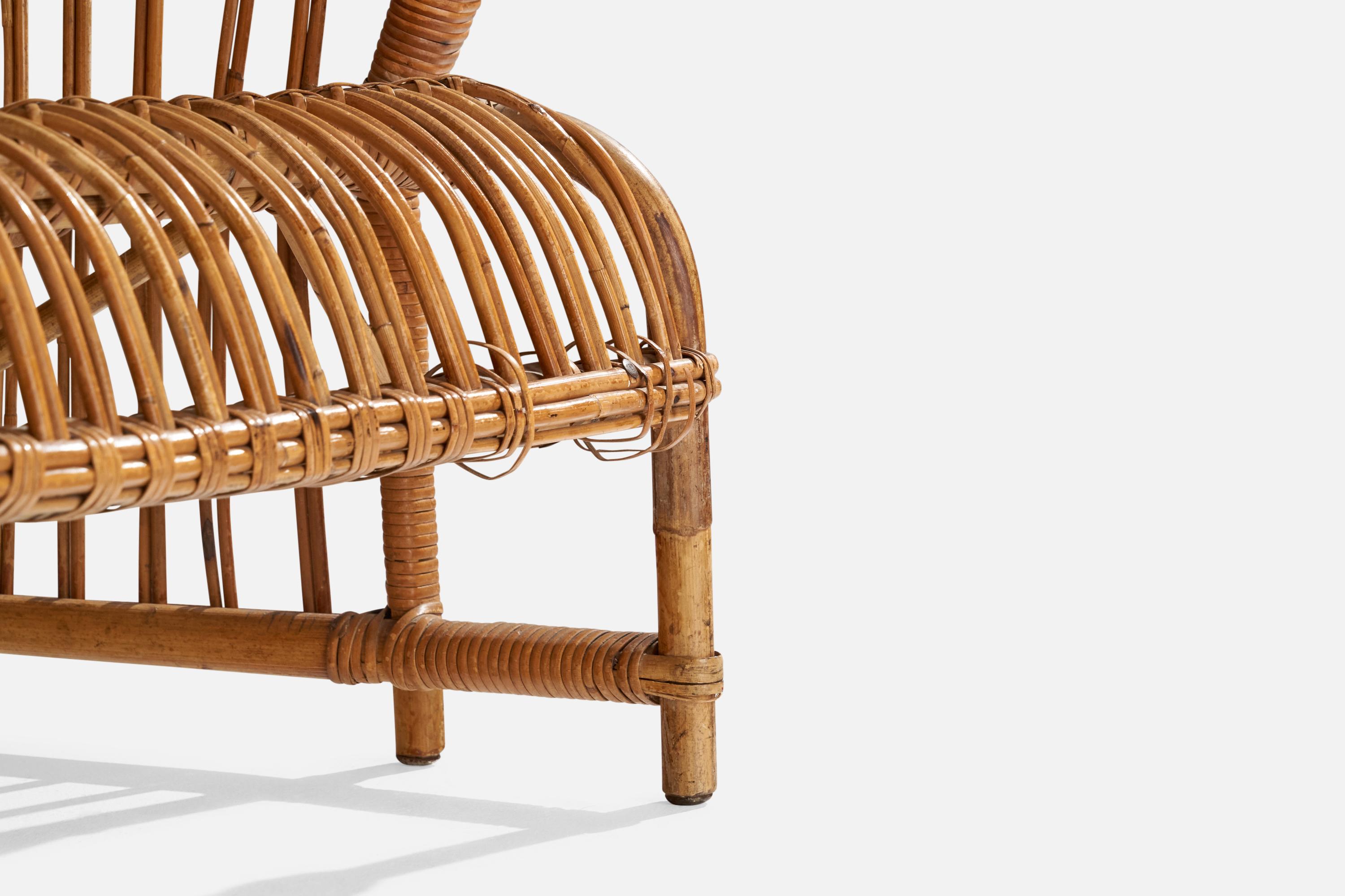 Danish Designer, Lounge Chair, Bamboo, Rattan, Denmark, 1940s 4